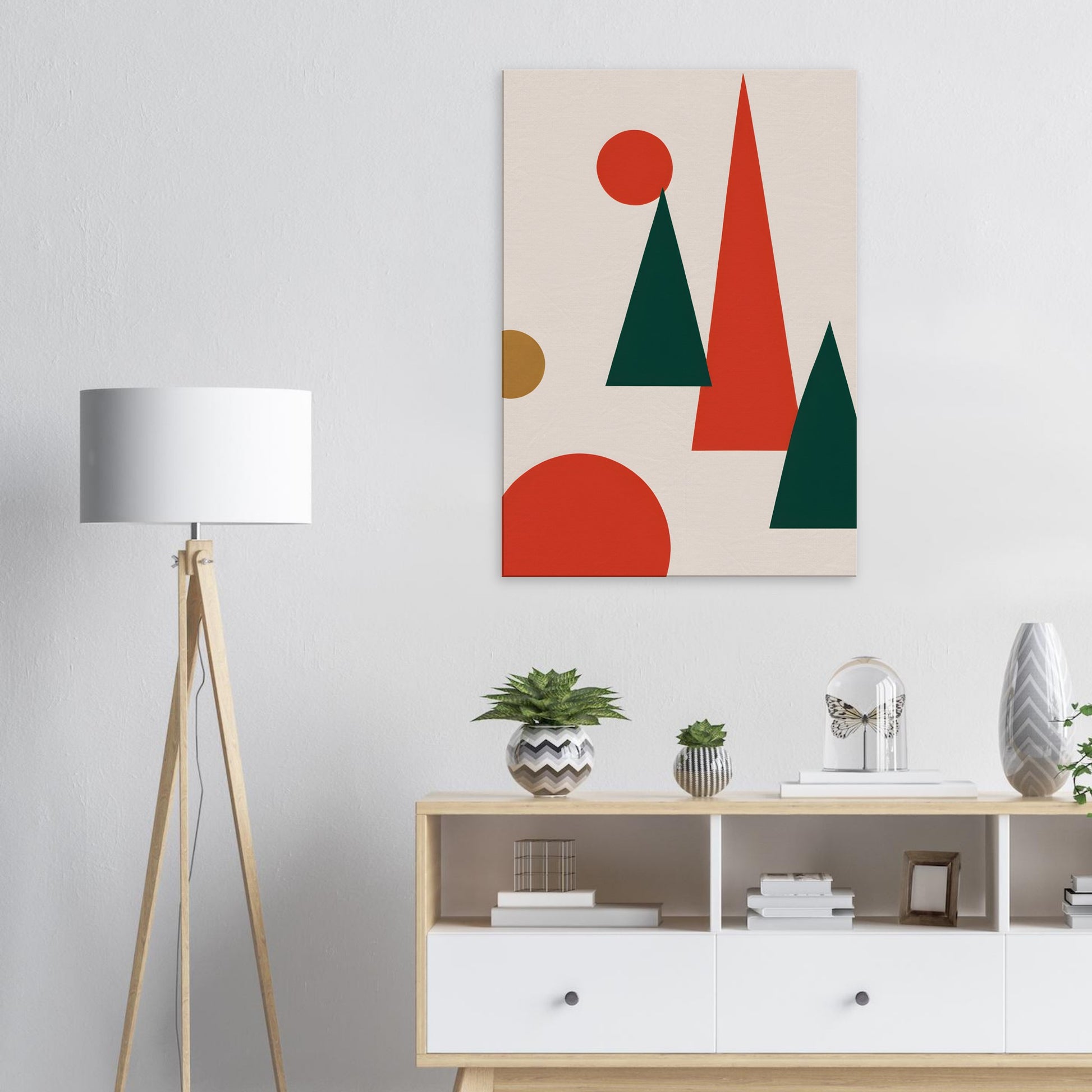 Joyful Geometry - Minimalist Abstract Christmas Canvas Art