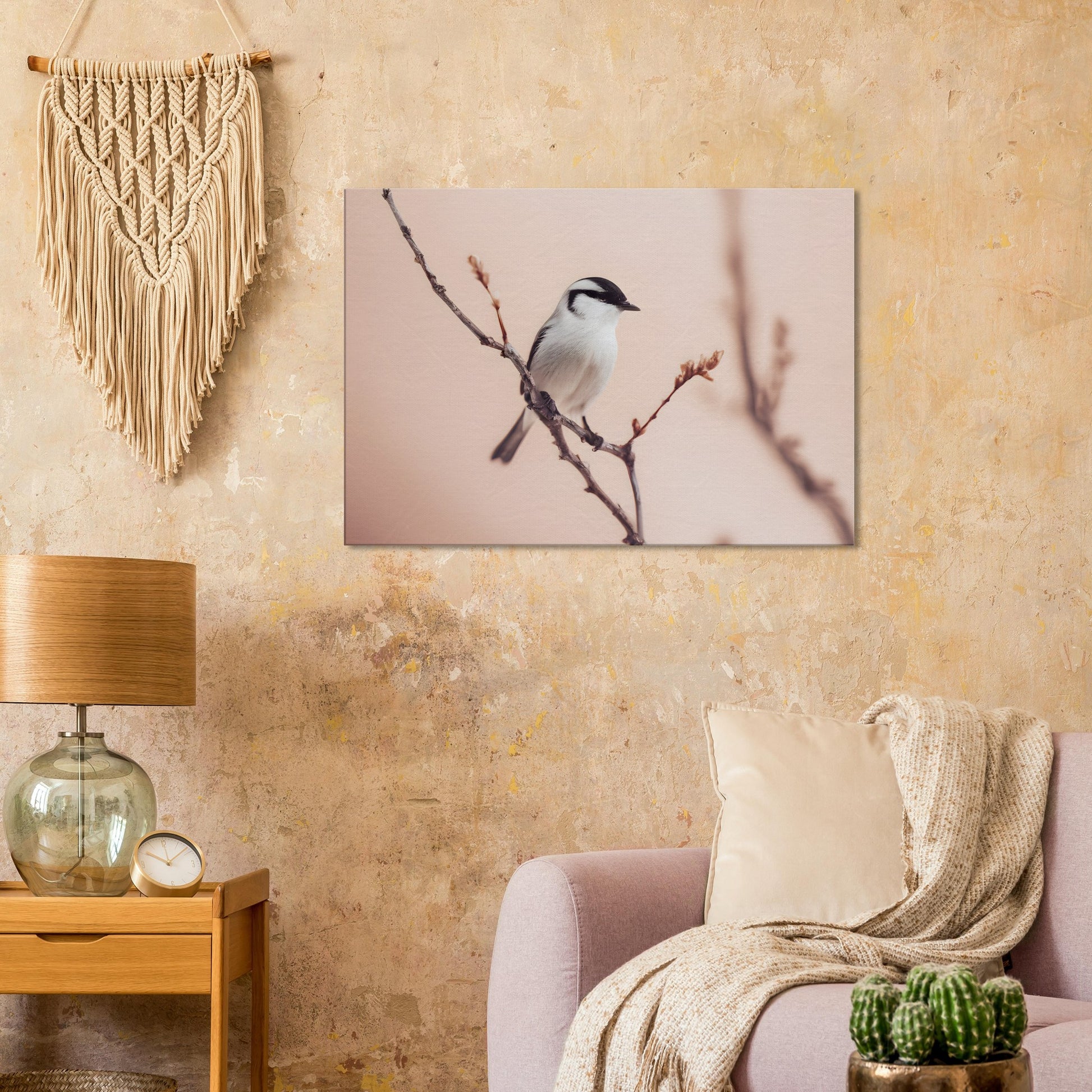 Whispers of Serenity: Captivating Bird Canvas Horizontal Artwork