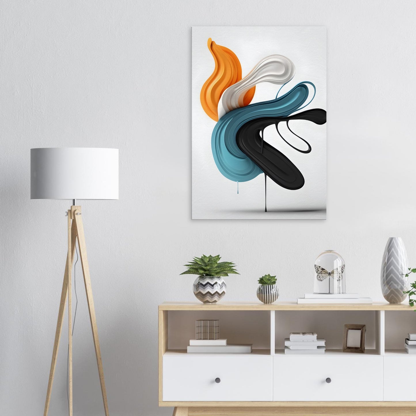 Flowing Colors: Minimalist Abstract Canvas Print Art