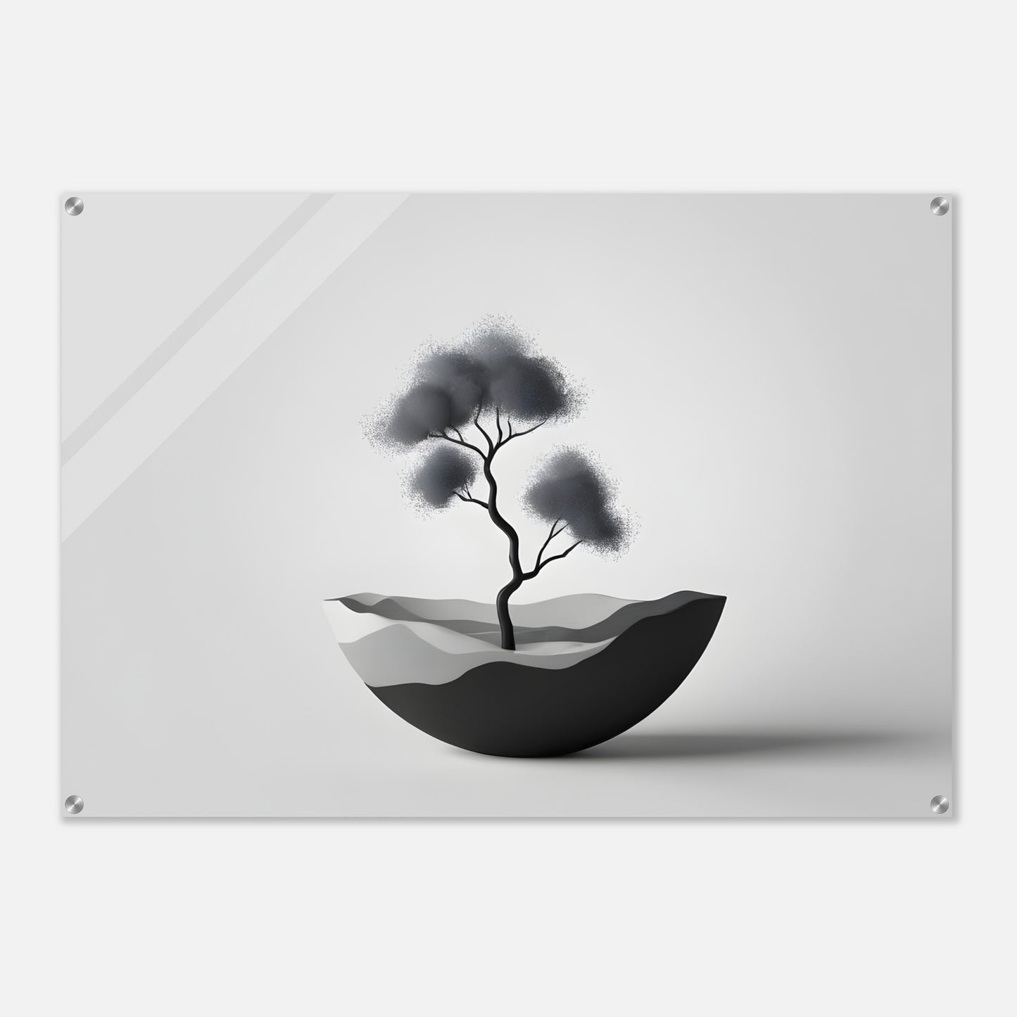 Minimalist Acrylic Print: Abstract Tree Landscape Art