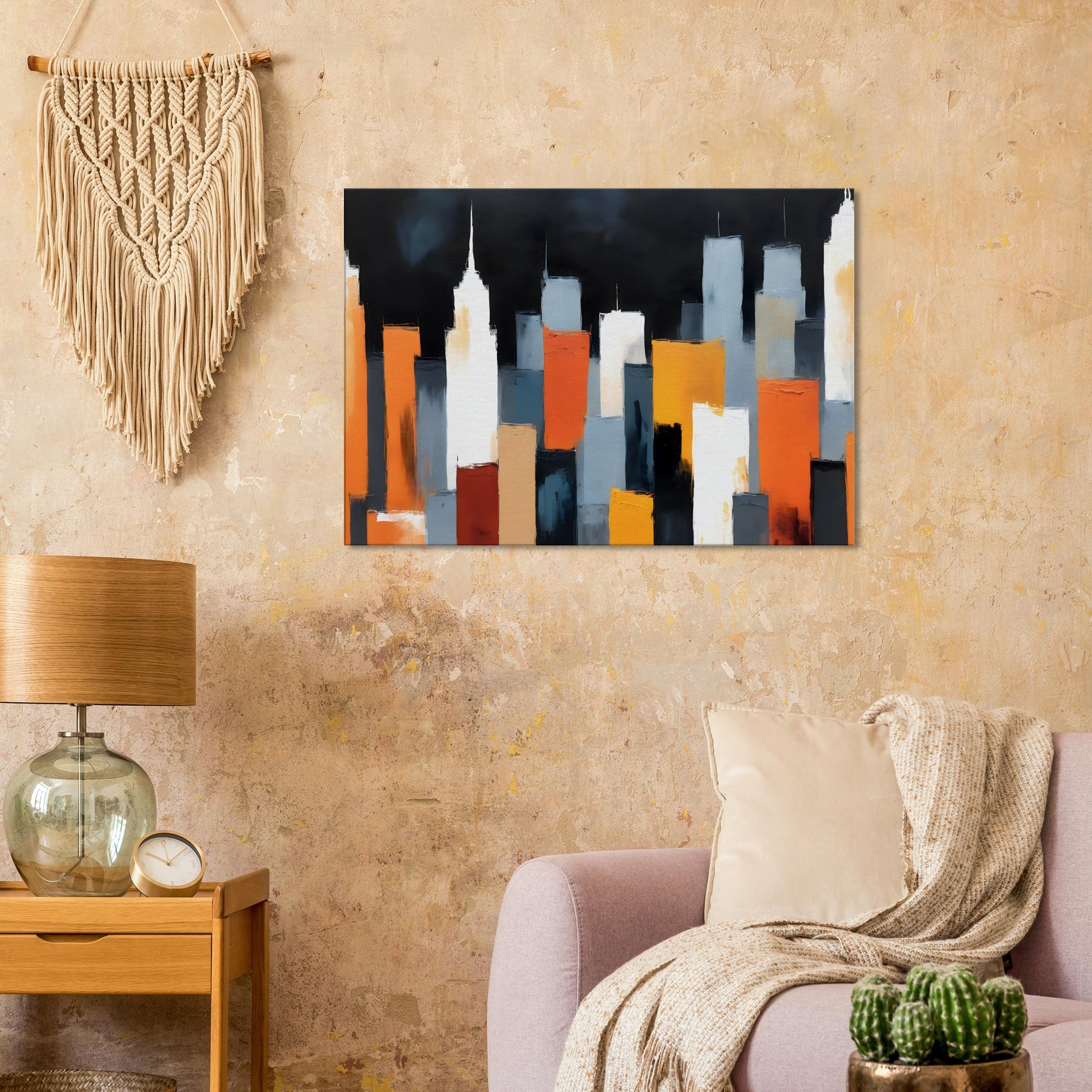 Serene Urban Silhouettes: Minimalist Skyline Canvas Art