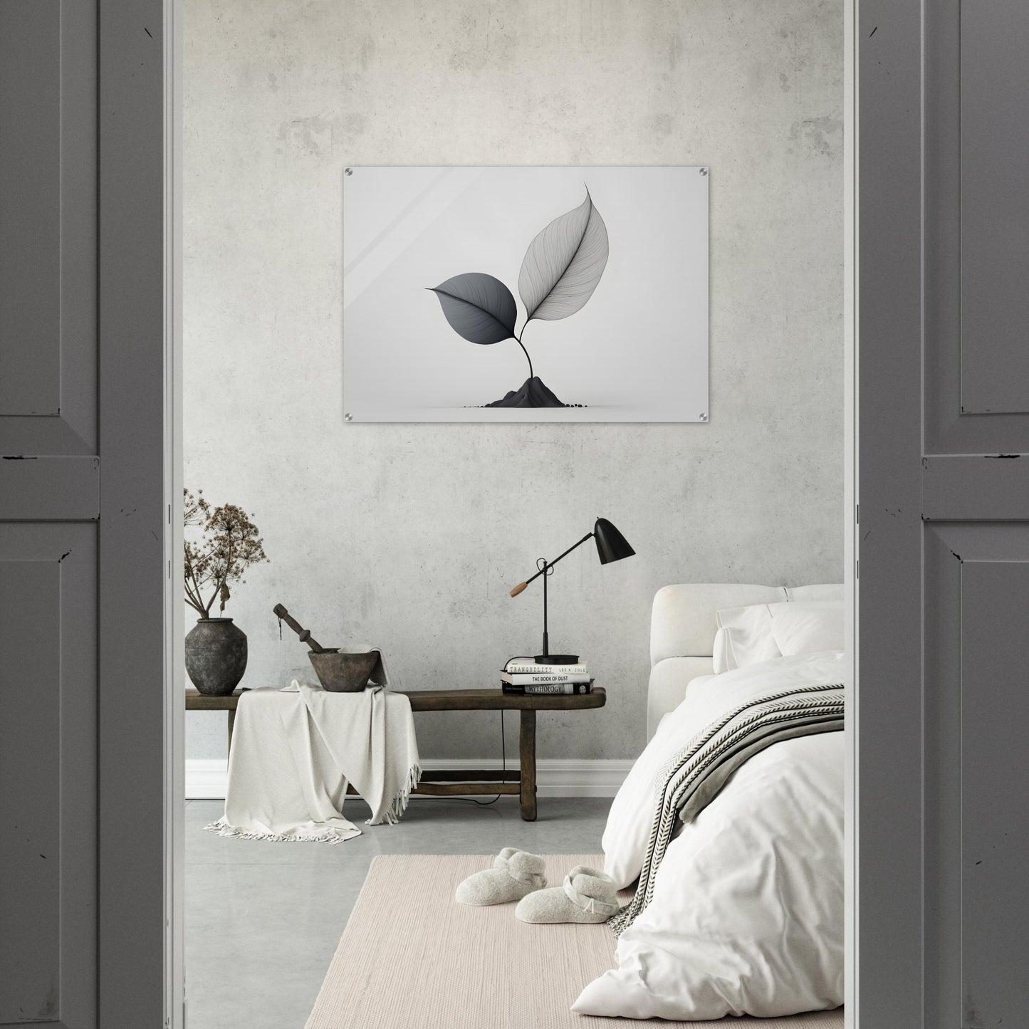 Minimalist Acrylic Print with Abstract Leaf Design for Modern Walls