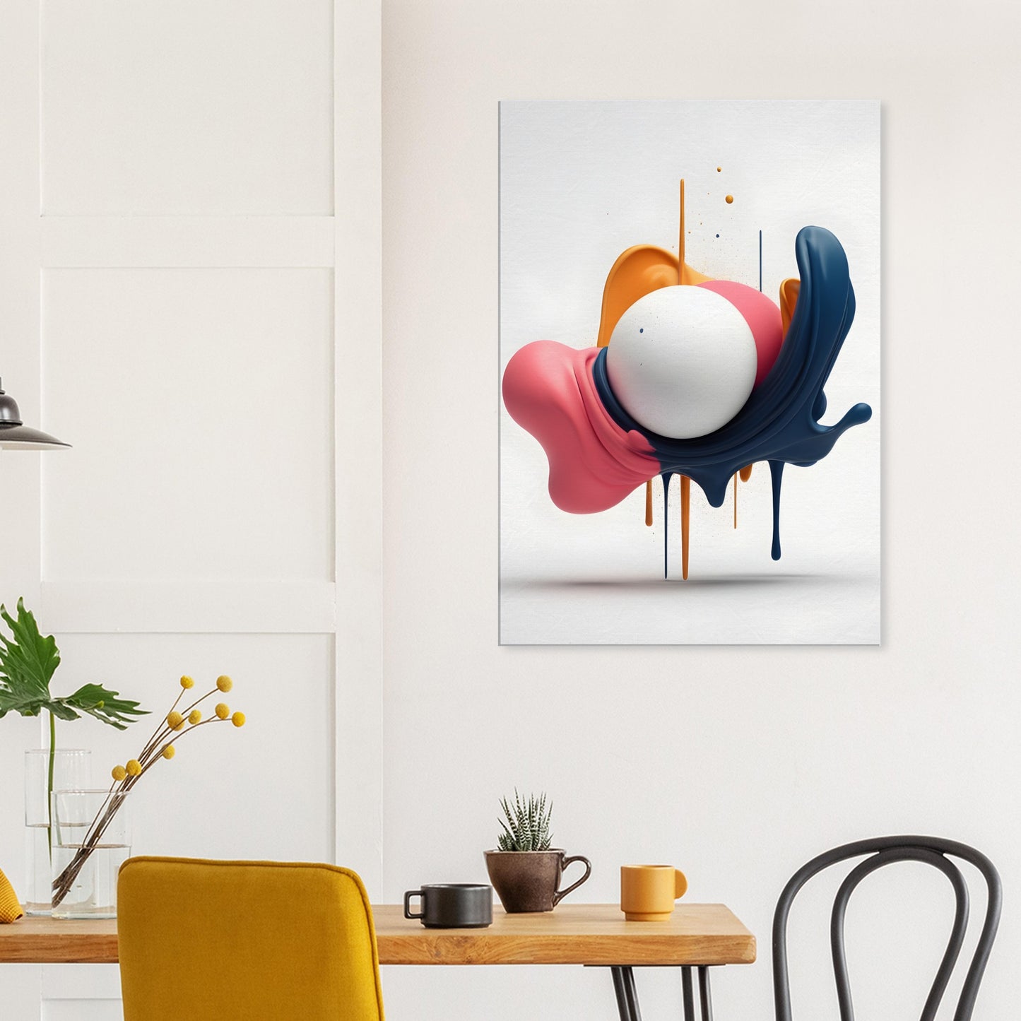 Minimalist Abstract Canvas Print Art with Colorful Swirls