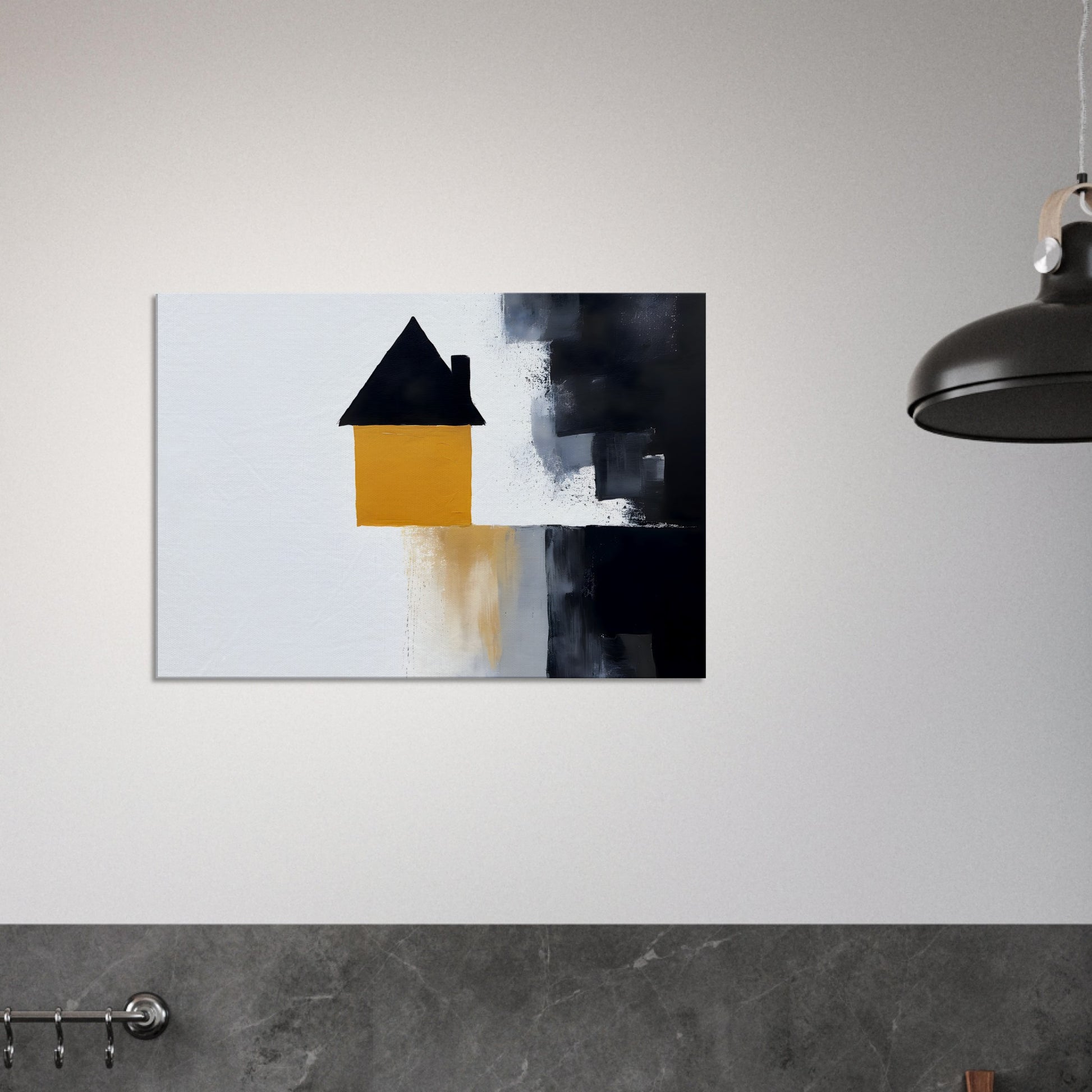 Whispering Elegance: Abstract House Canvas Art