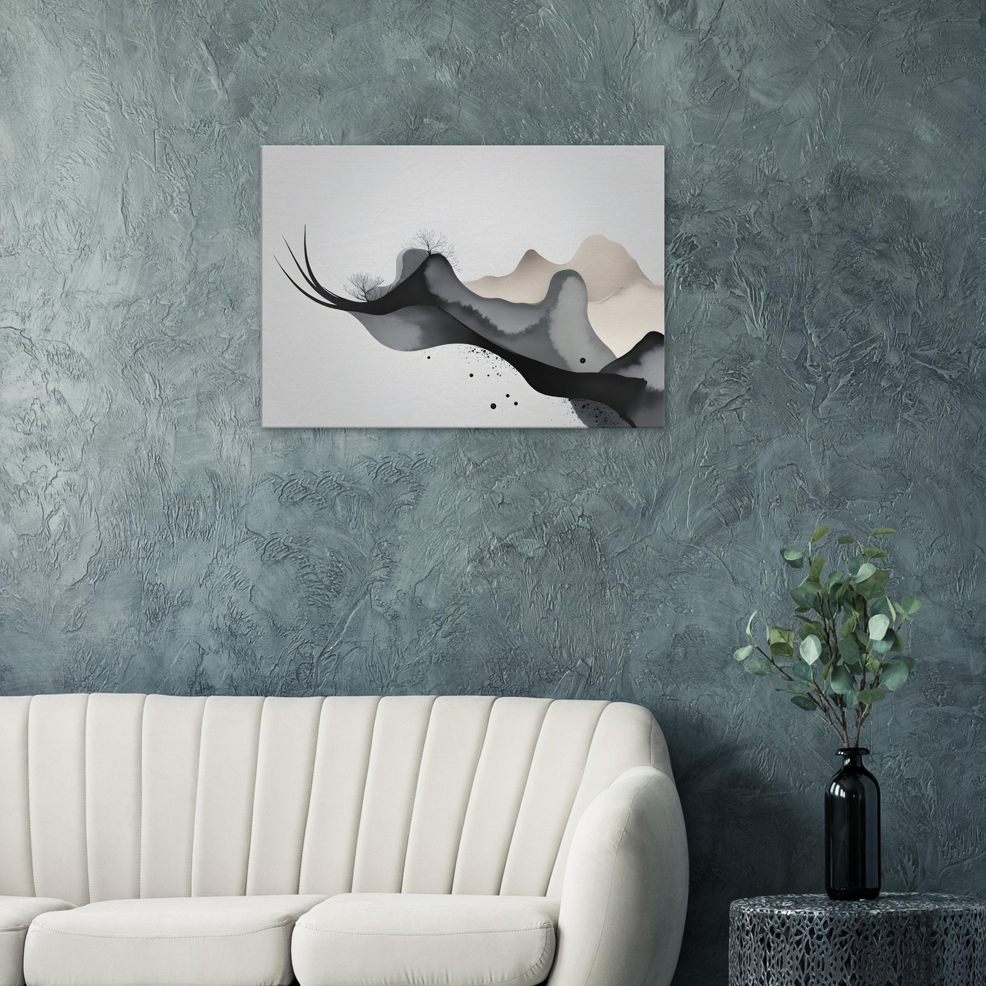 Minimalist Abstract Canvas Print - Serene Mountain Flow