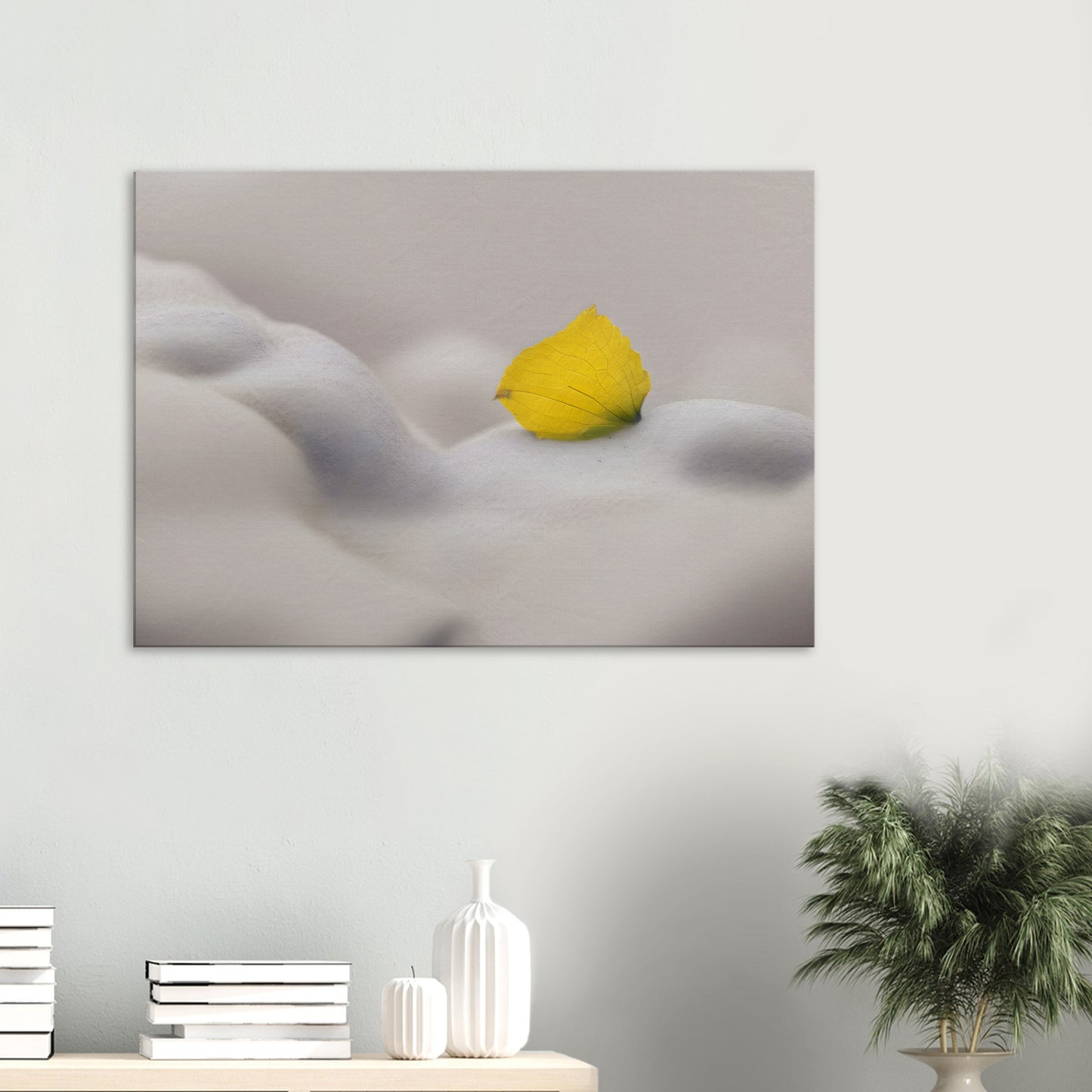 Minimalist Abstract Wall Art with Yellow Petal and Soft Textures