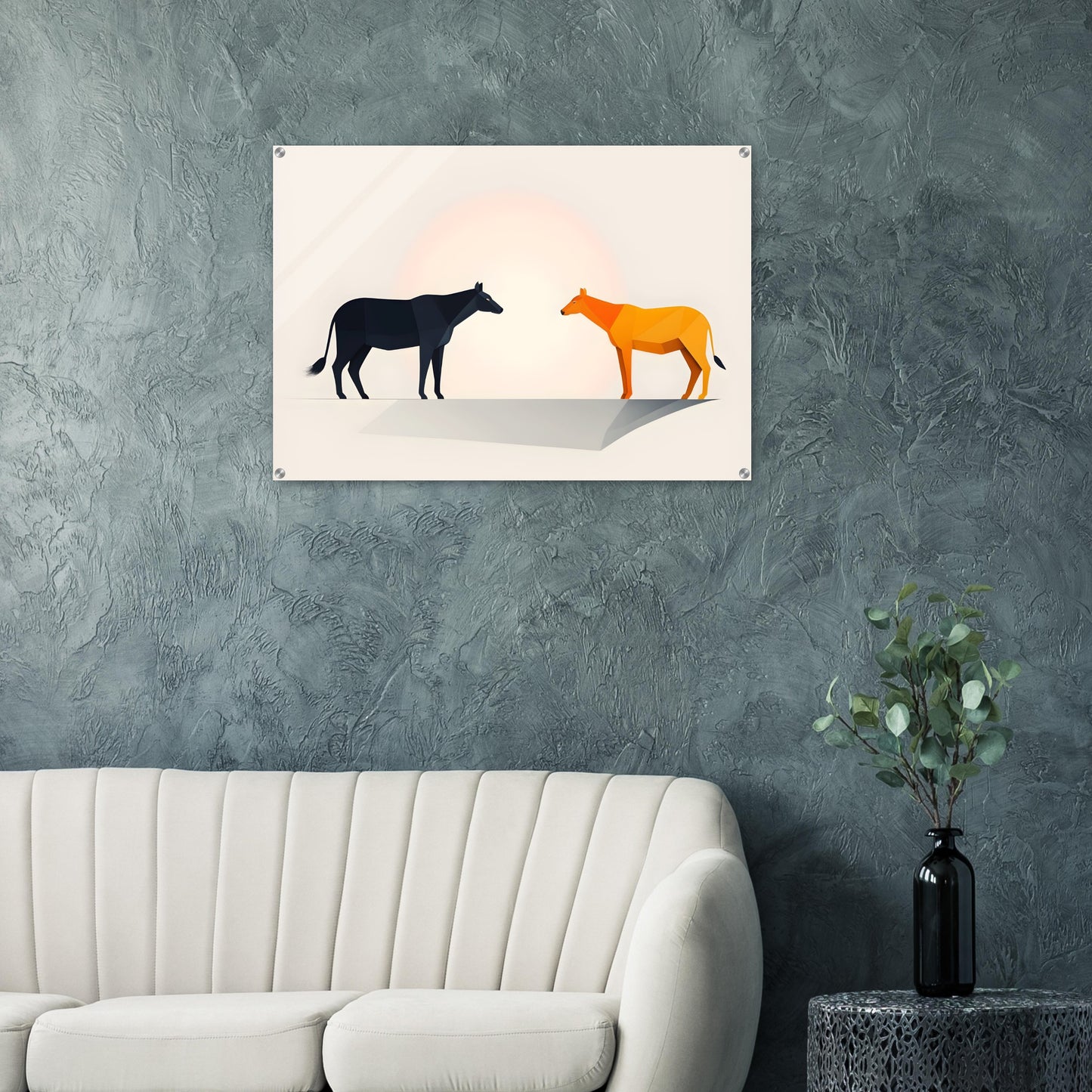 Duality - Minimalist Cow and Dog Abstract Print