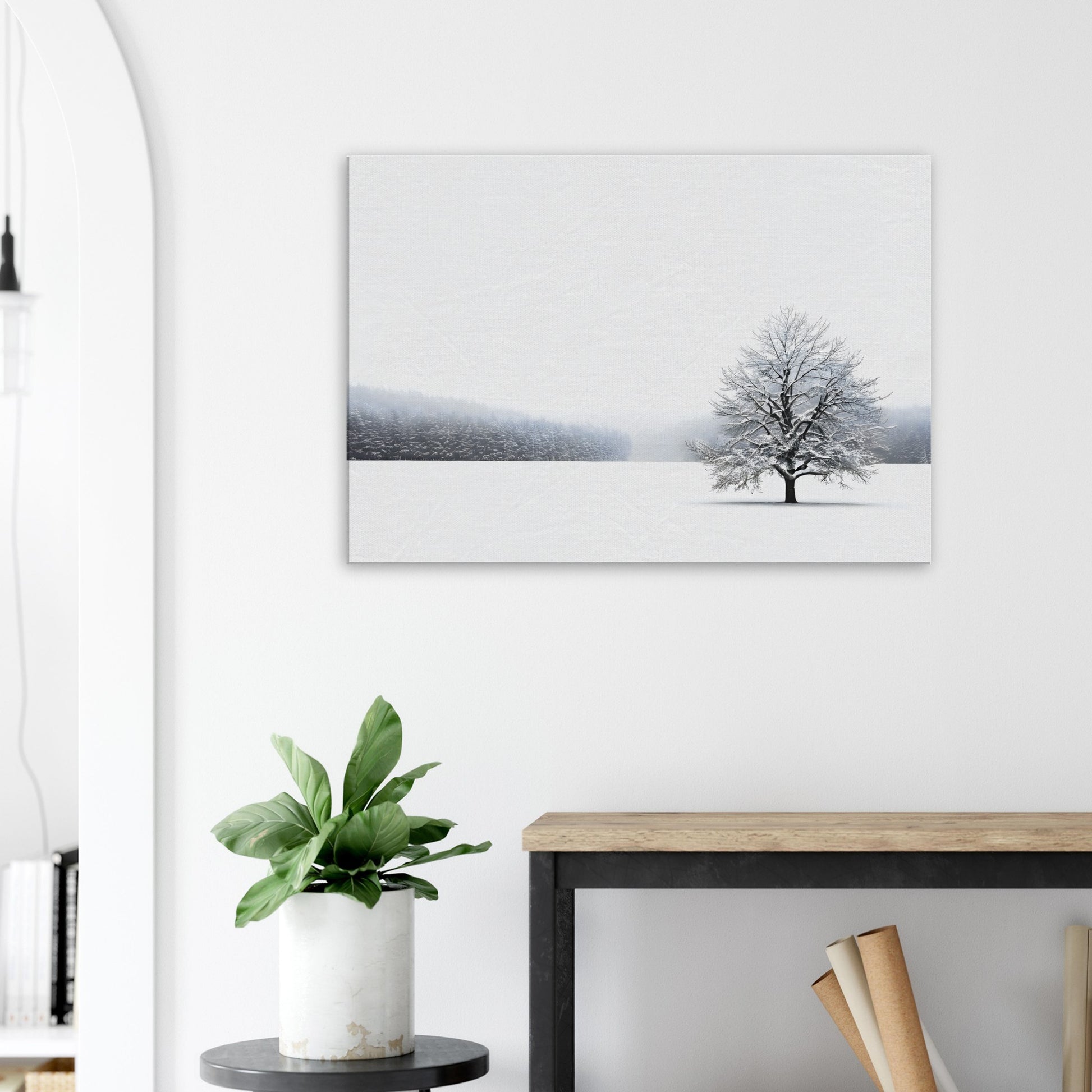 Minimalist Abstract Winter Landscape Canvas Art for Home Decor