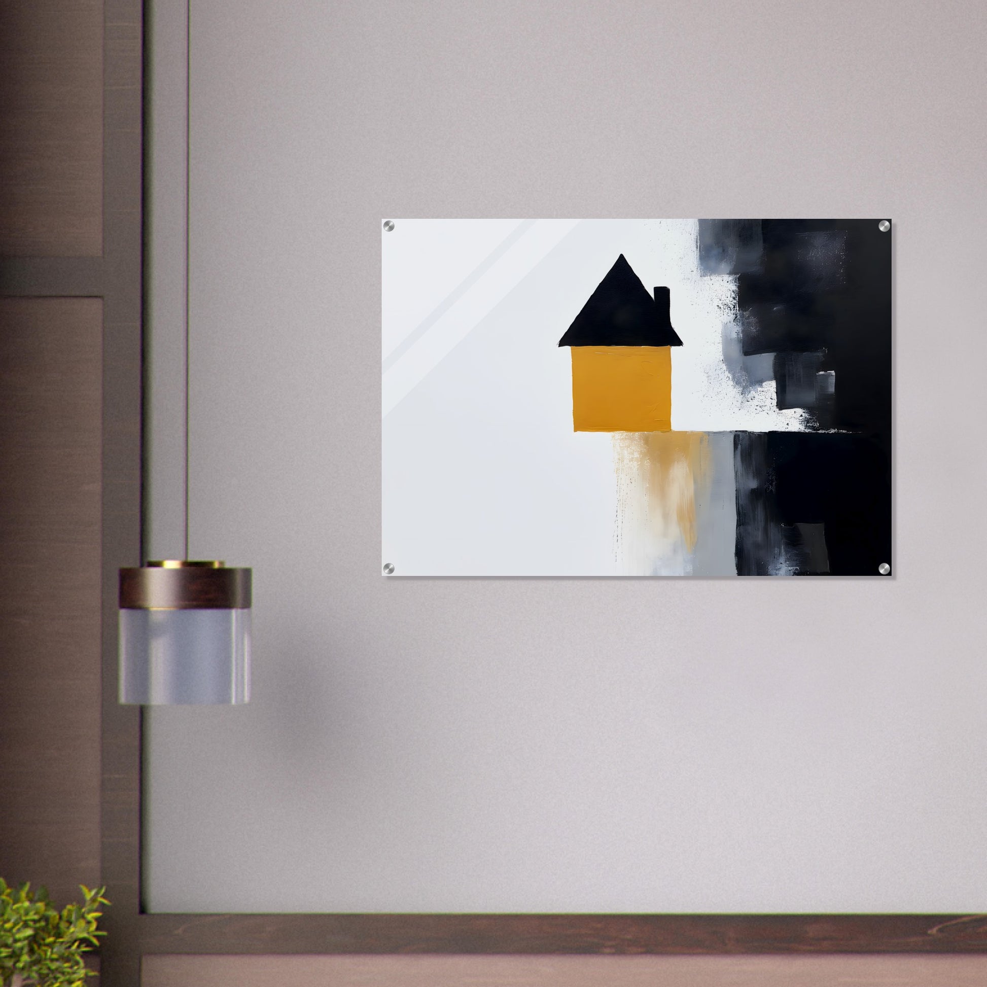 Enchanting Solitude: Minimalist House Acrylic Art