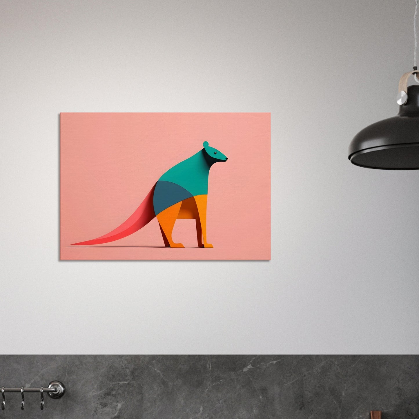 Kangaroo Spirit - Vibrant Minimalist Abstract Wall Art