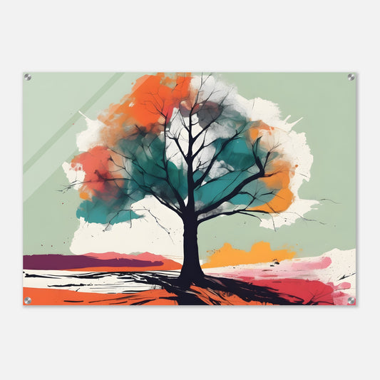 Whimsical Tree - Vibrant Minimalist Acrylic Print Art