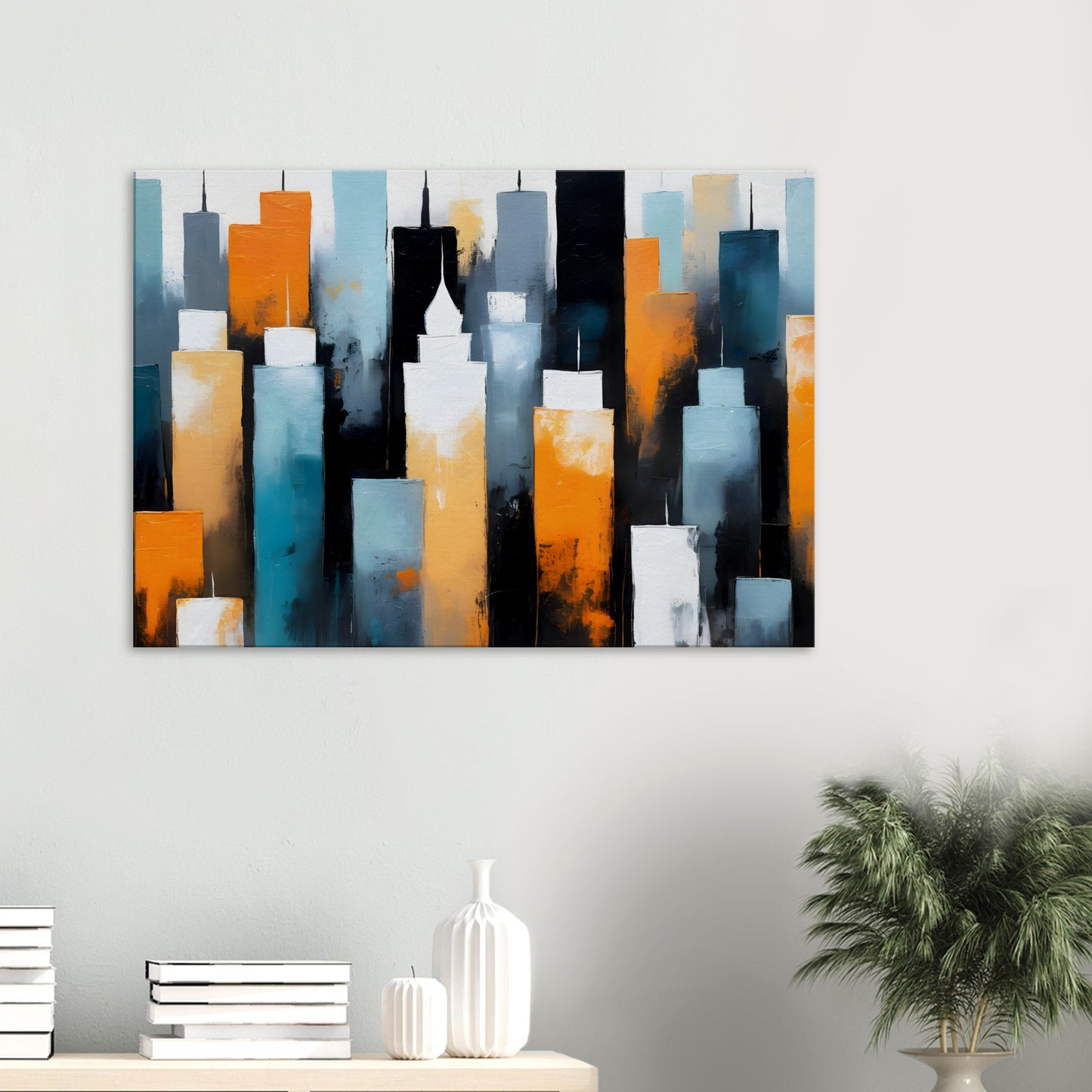 Majestic Cityscape: Abstract Skyline Canvas Art