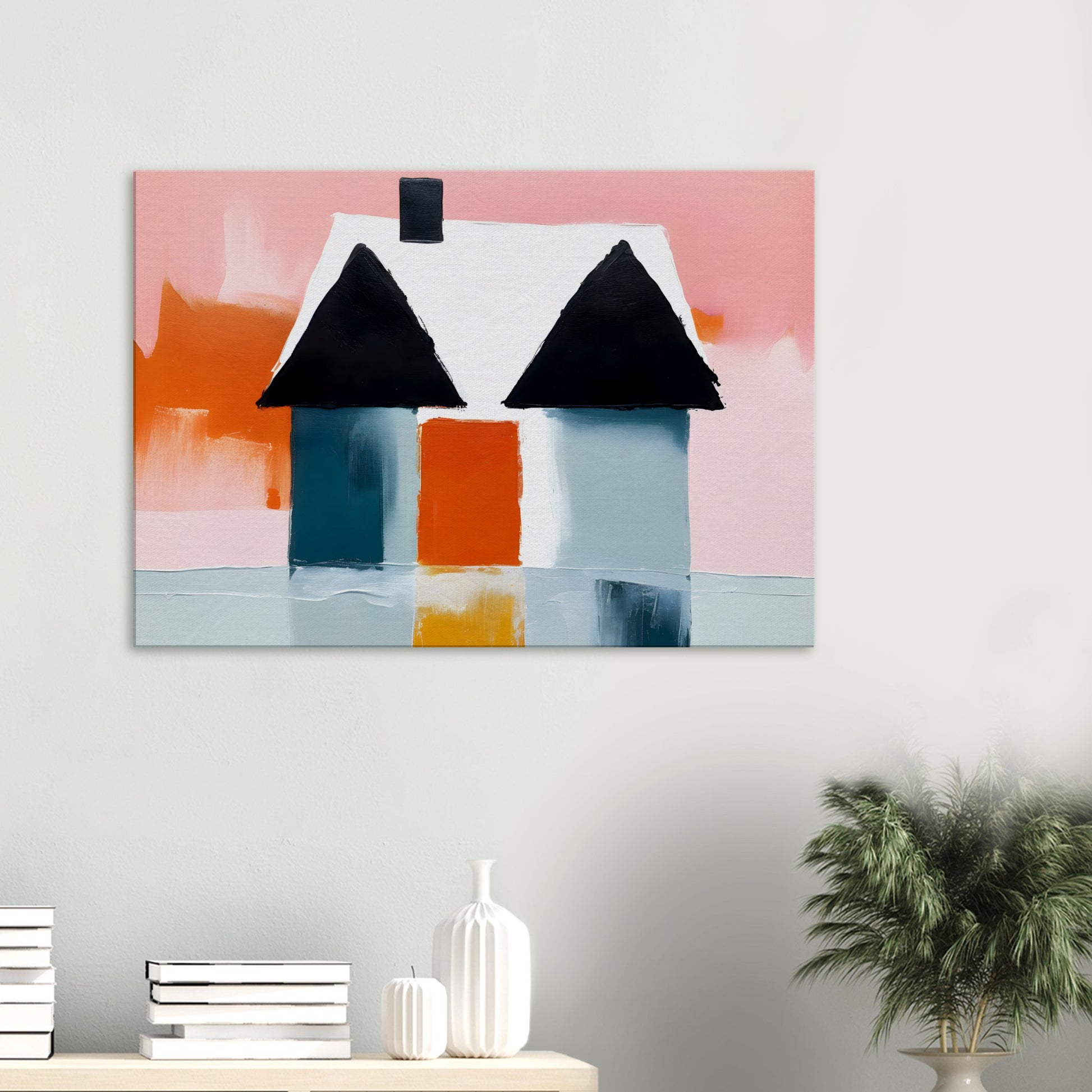 Whimsical Retreat: Modern Abstract House Print