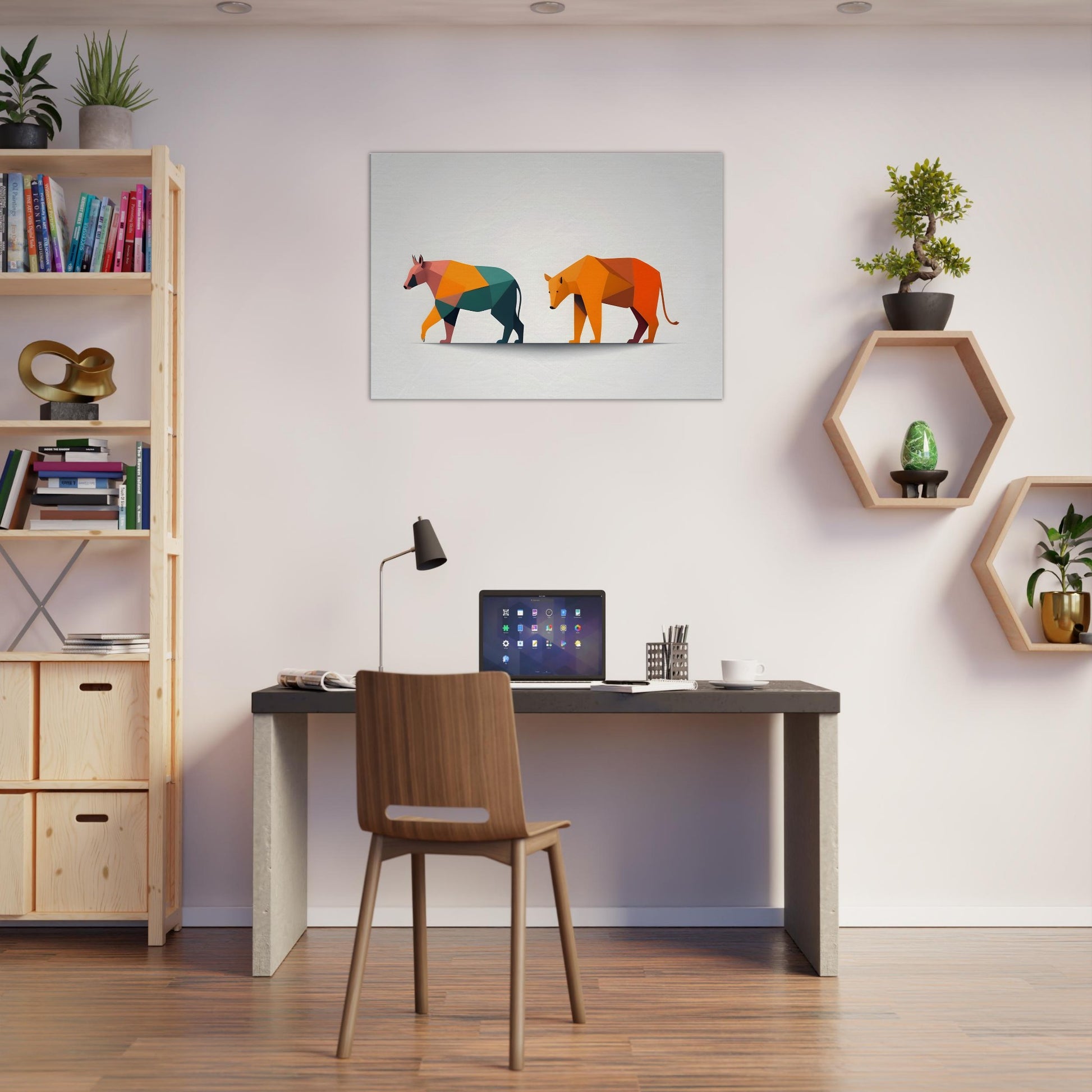 Origami Animals - Vibrant Geometric Canvas Wall Art