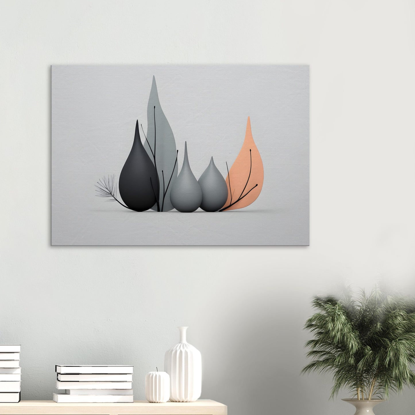 Elegant Minimalist Abstract Wall Art - Leaf Serenity