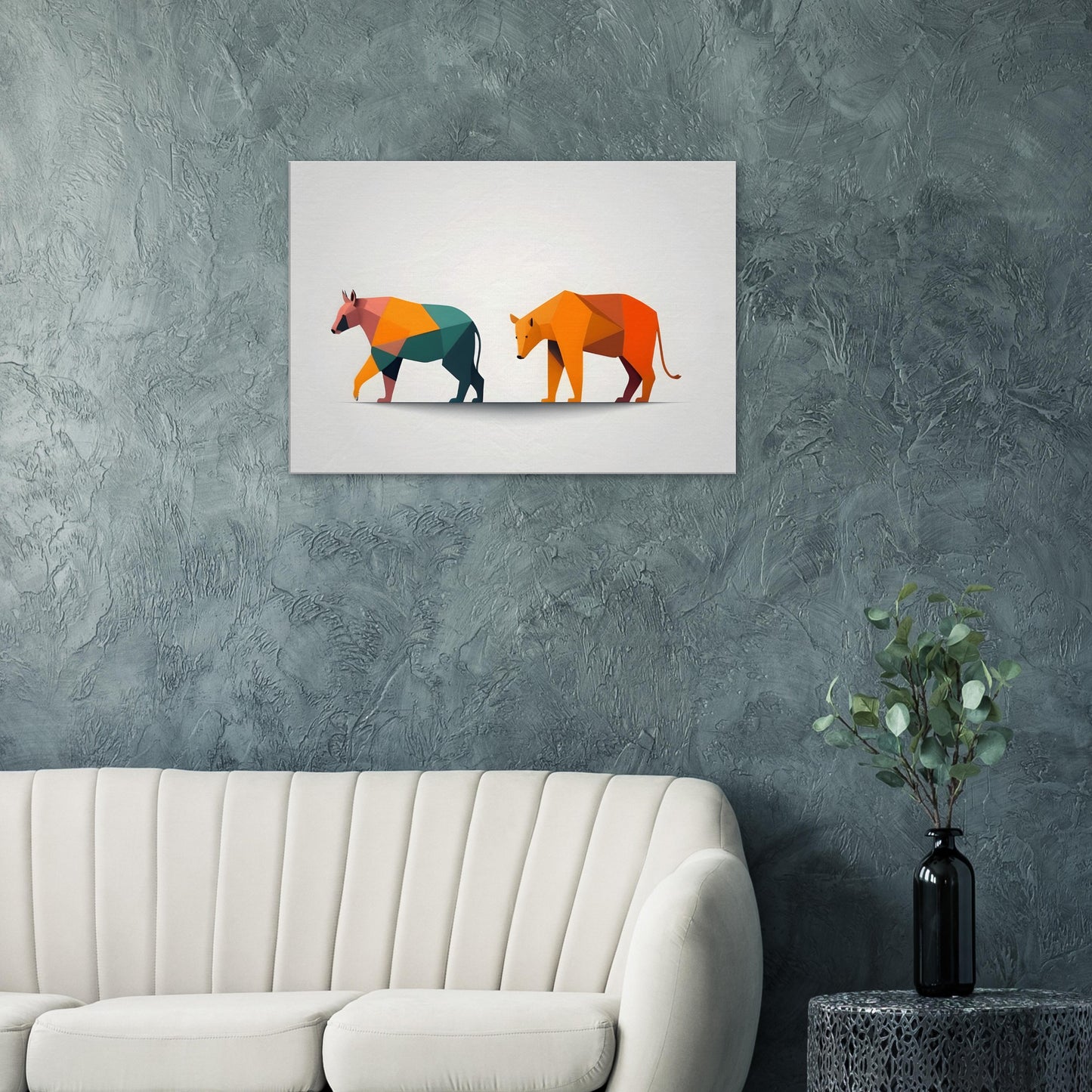 Origami Animals - Vibrant Geometric Canvas Wall Art