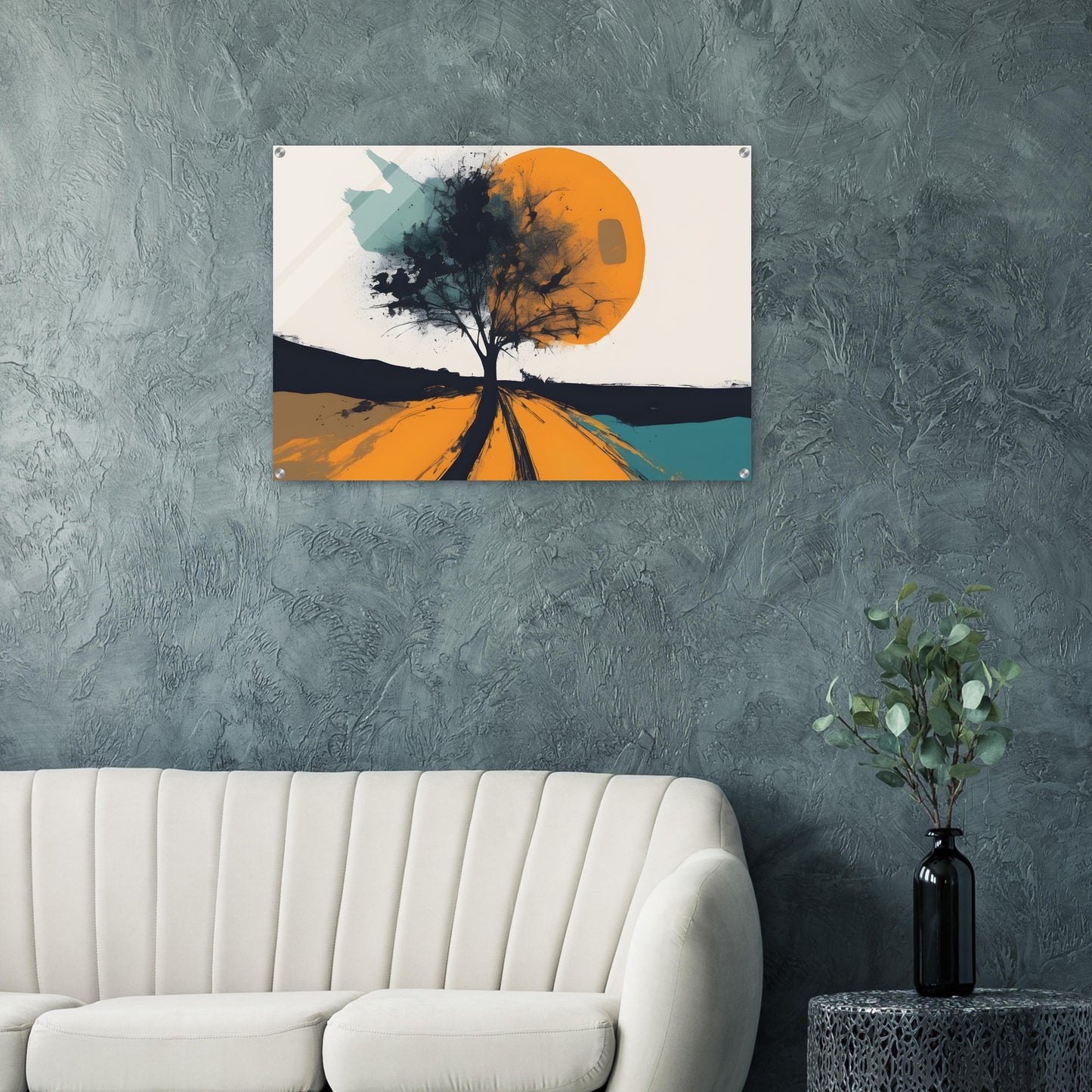 Sunset Solitude - Minimalist Abstract Acrylic Prints for Walls