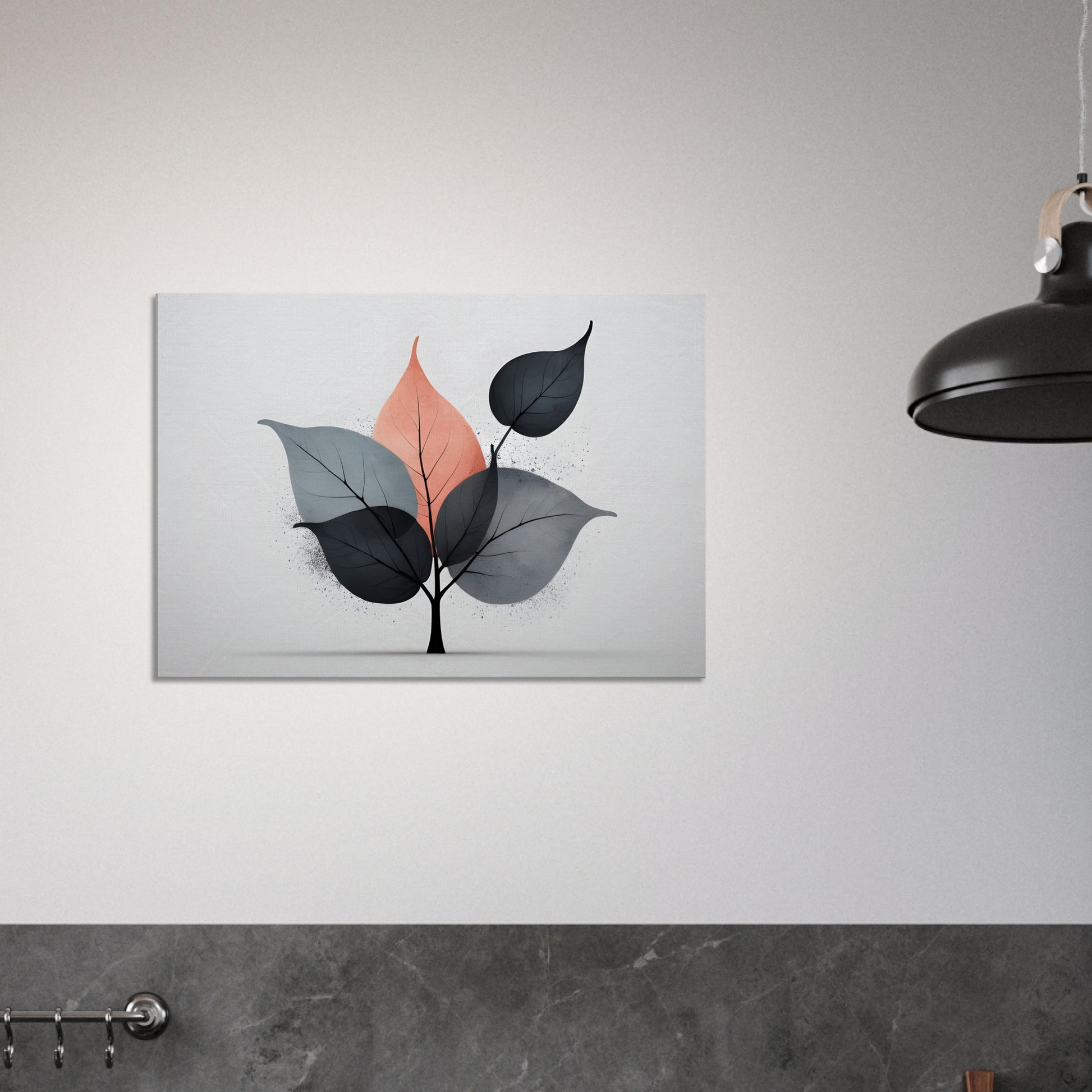 Minimalist Abstract Wall Art with Elegant Leaves