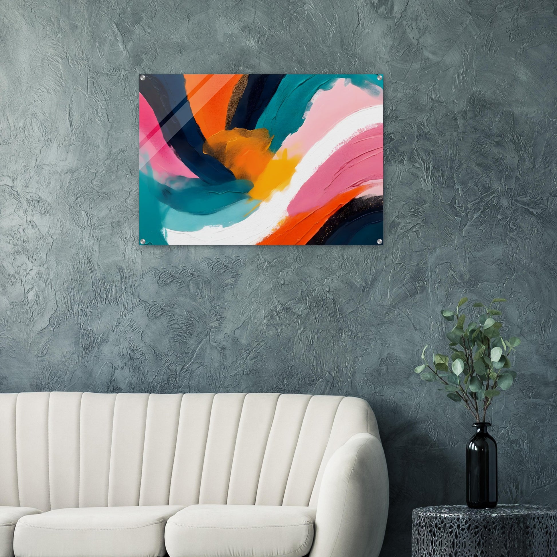 Luminous Waves: Minimalist Abstract Acrylic Print