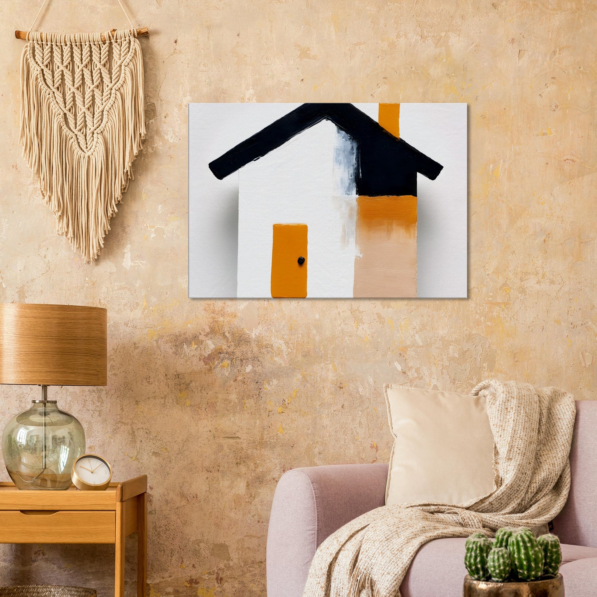 Charming Simplicity: Minimalist House Canvas Art