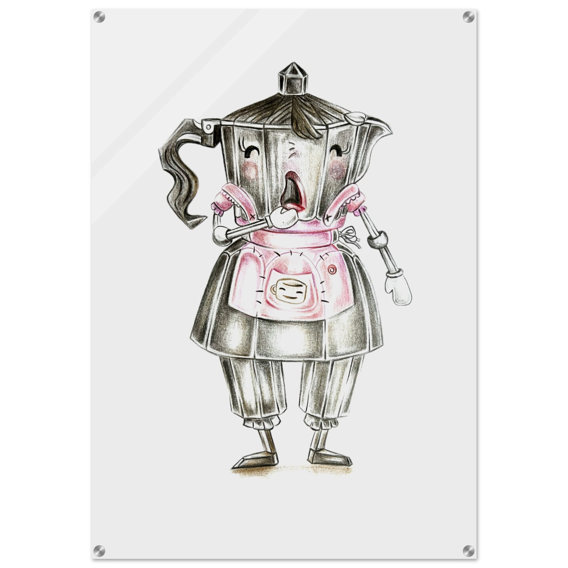 The Singing Barista - Charming Vertical Acrylic Wall Art