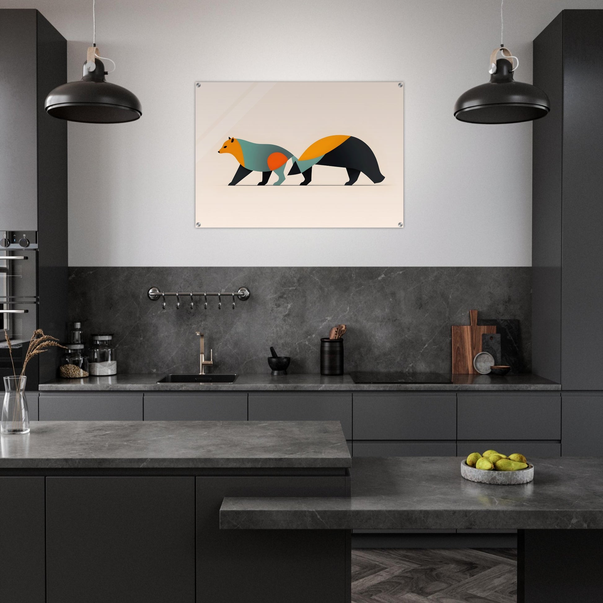 Fox and Bear - Minimalist Abstract Acrylic Art