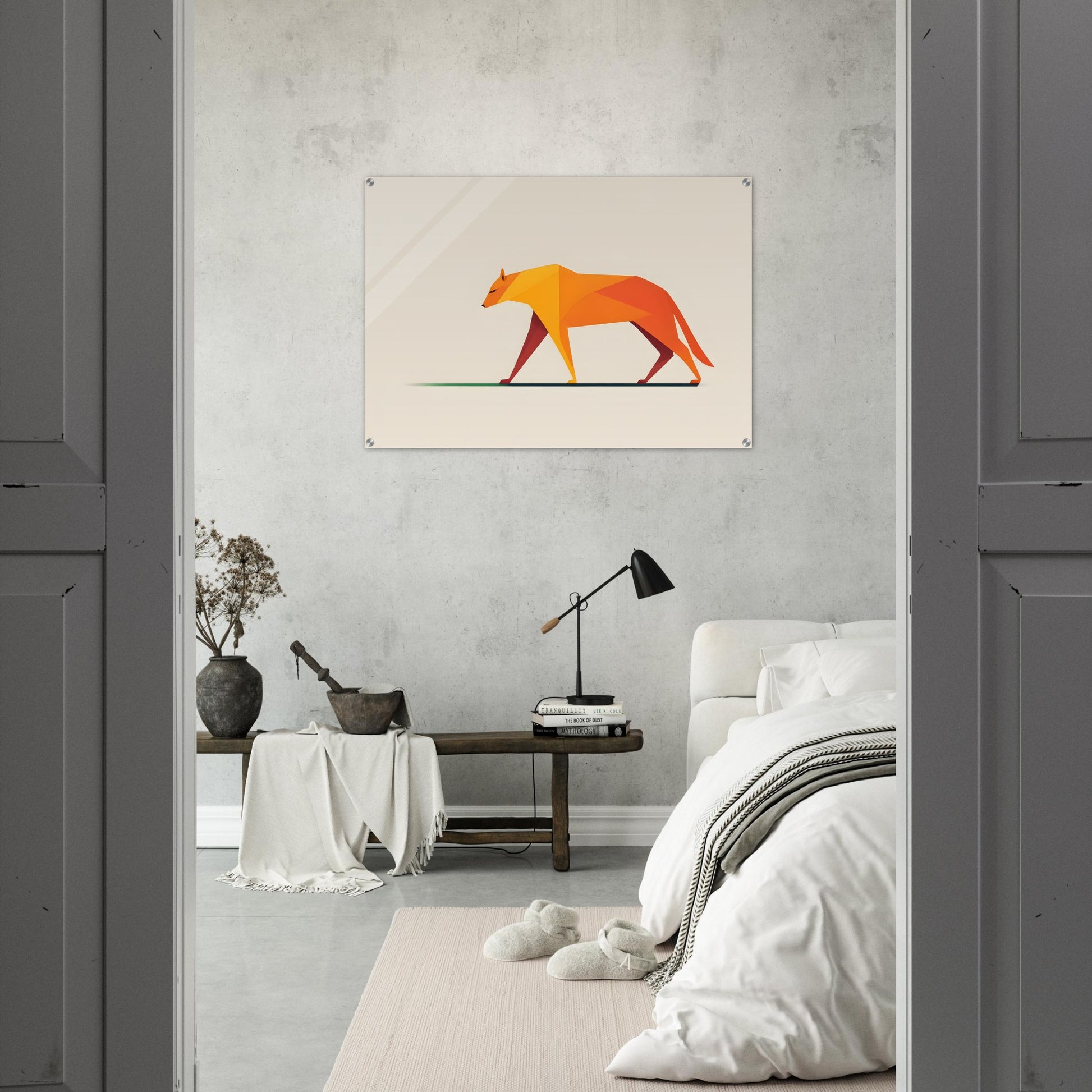 Fierce Geometric Fox - Minimalist Abstract Acrylic Art