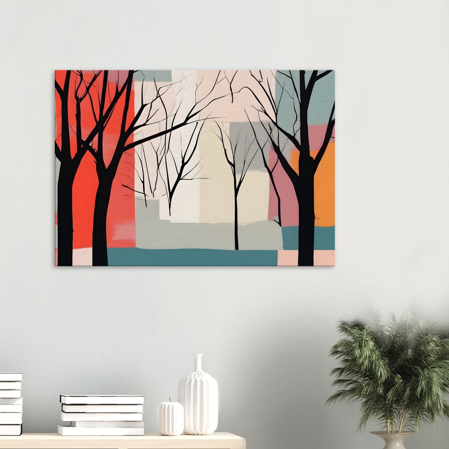 Whispered Hues - Abstract Trees Canvas Print for Modern Spaces