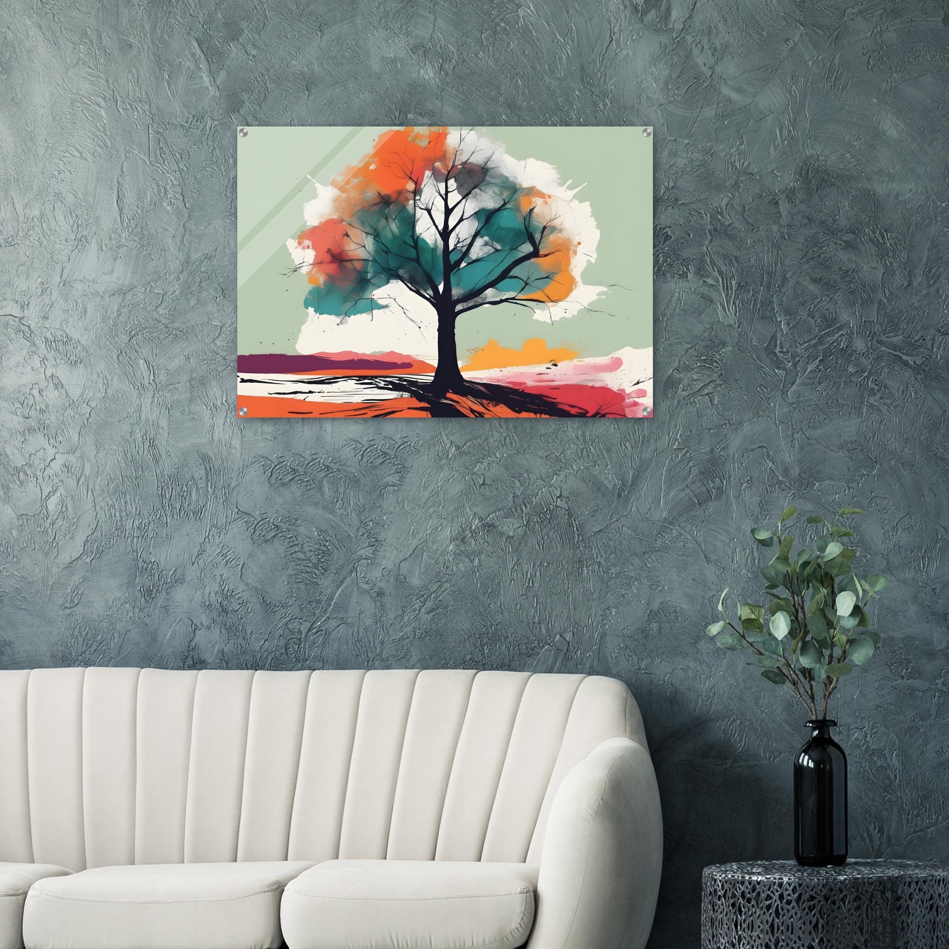 Whimsical Tree - Vibrant Minimalist Acrylic Print Art