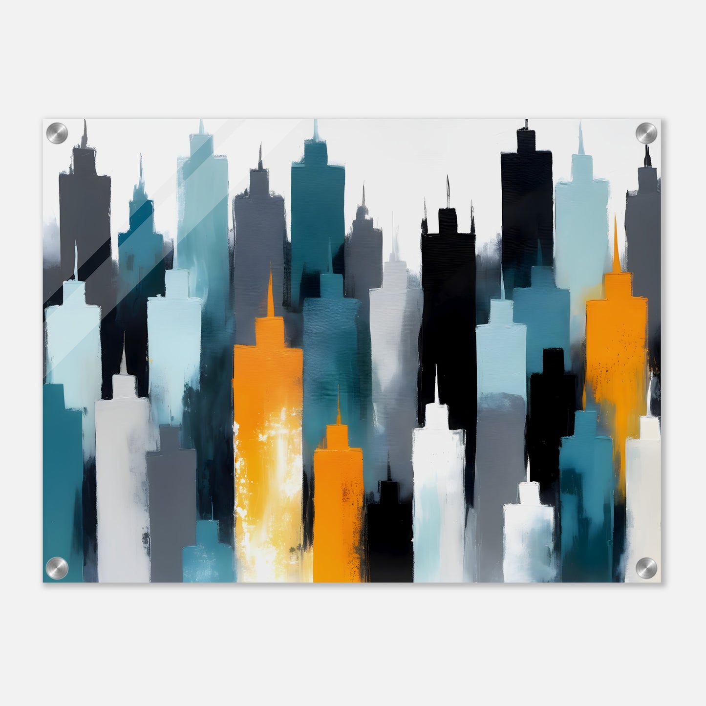 Dynamic Skyline: Abstract Minimalist Acrylic Art