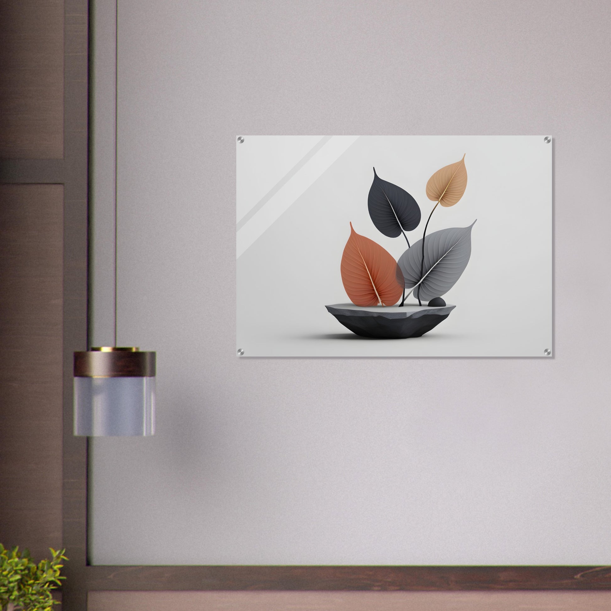 Minimalist Abstract Acrylic Print of Leafy Delight