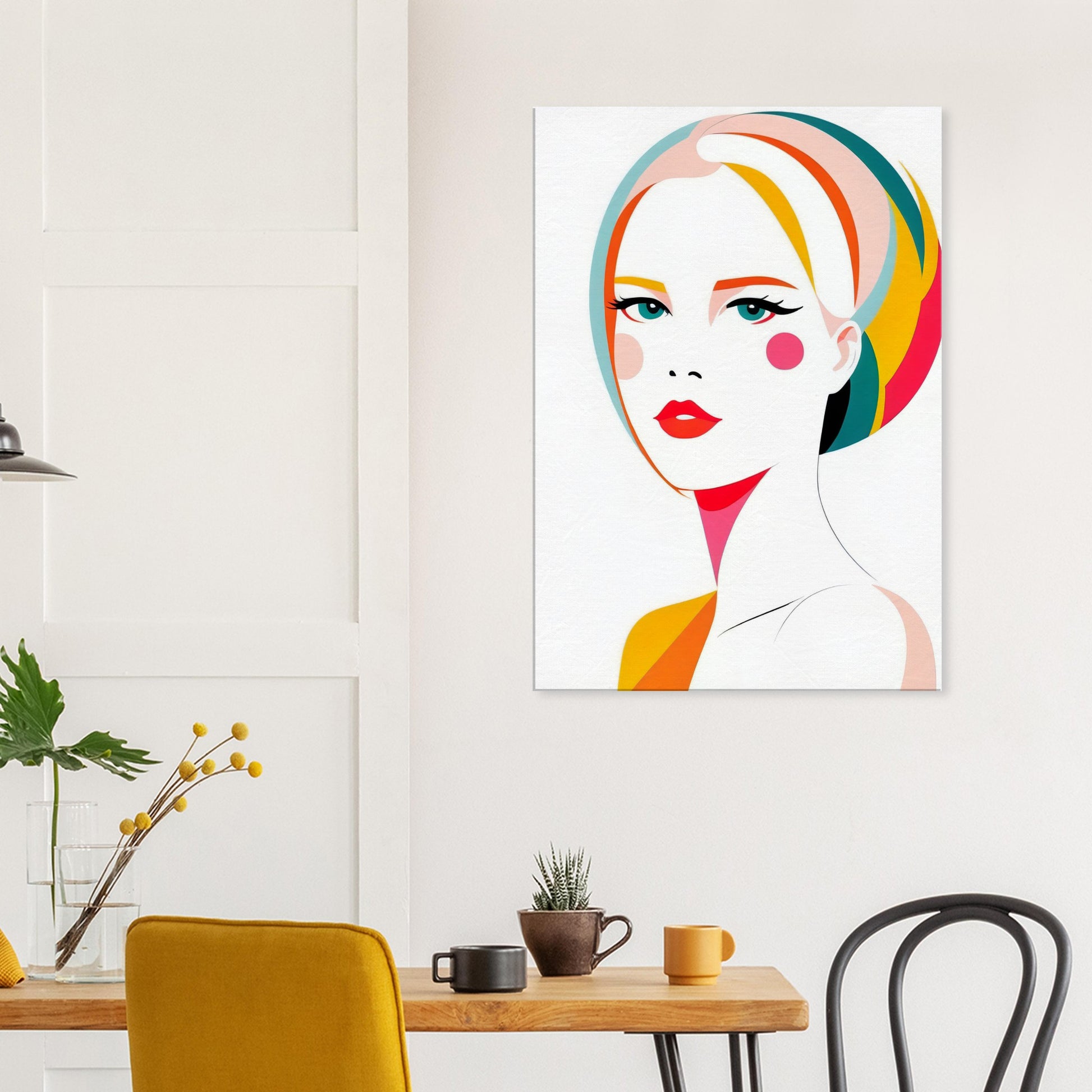 Vibrant Muse - Modern Abstract Female Portrait Canvas Print