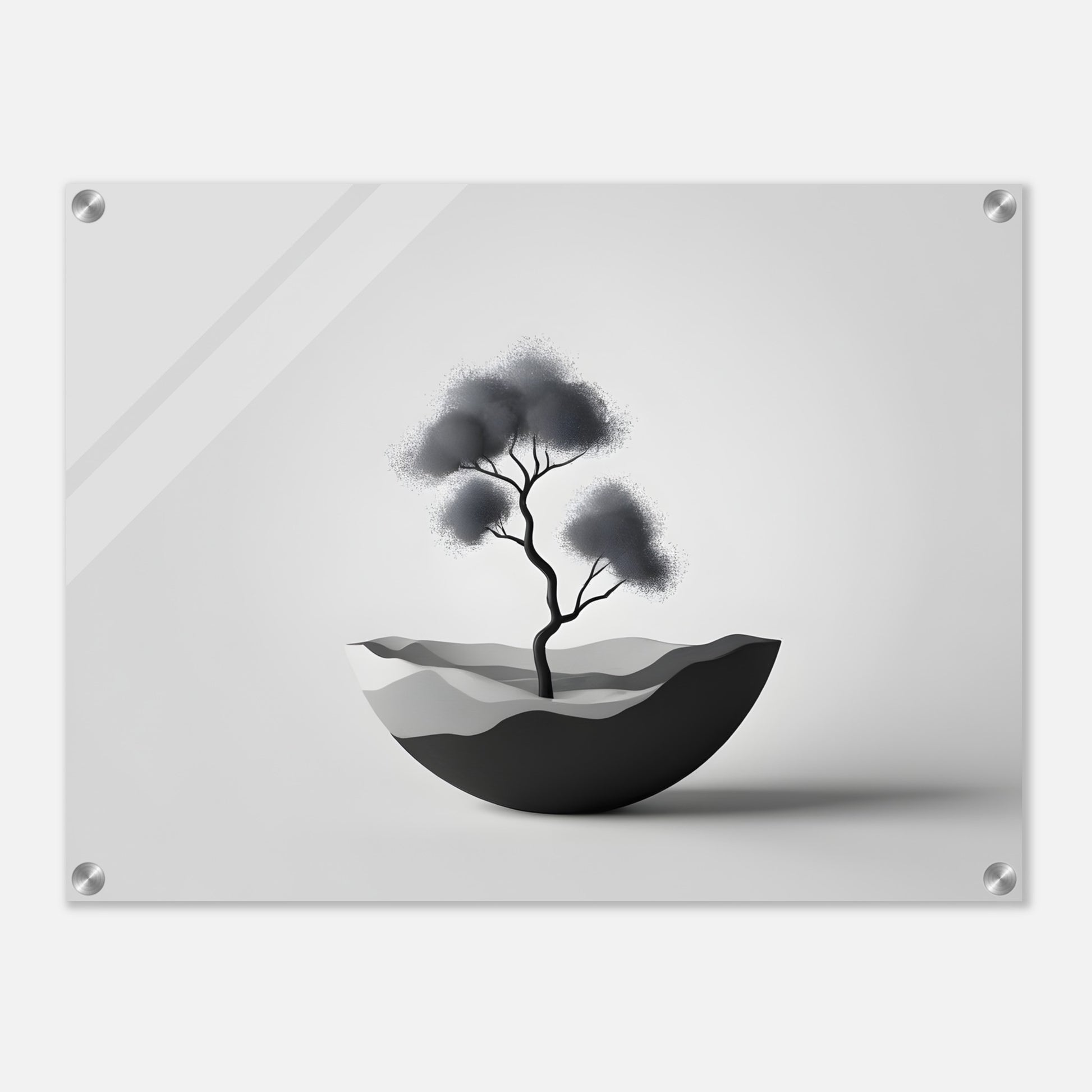 Minimalist Acrylic Print: Abstract Tree Landscape Art