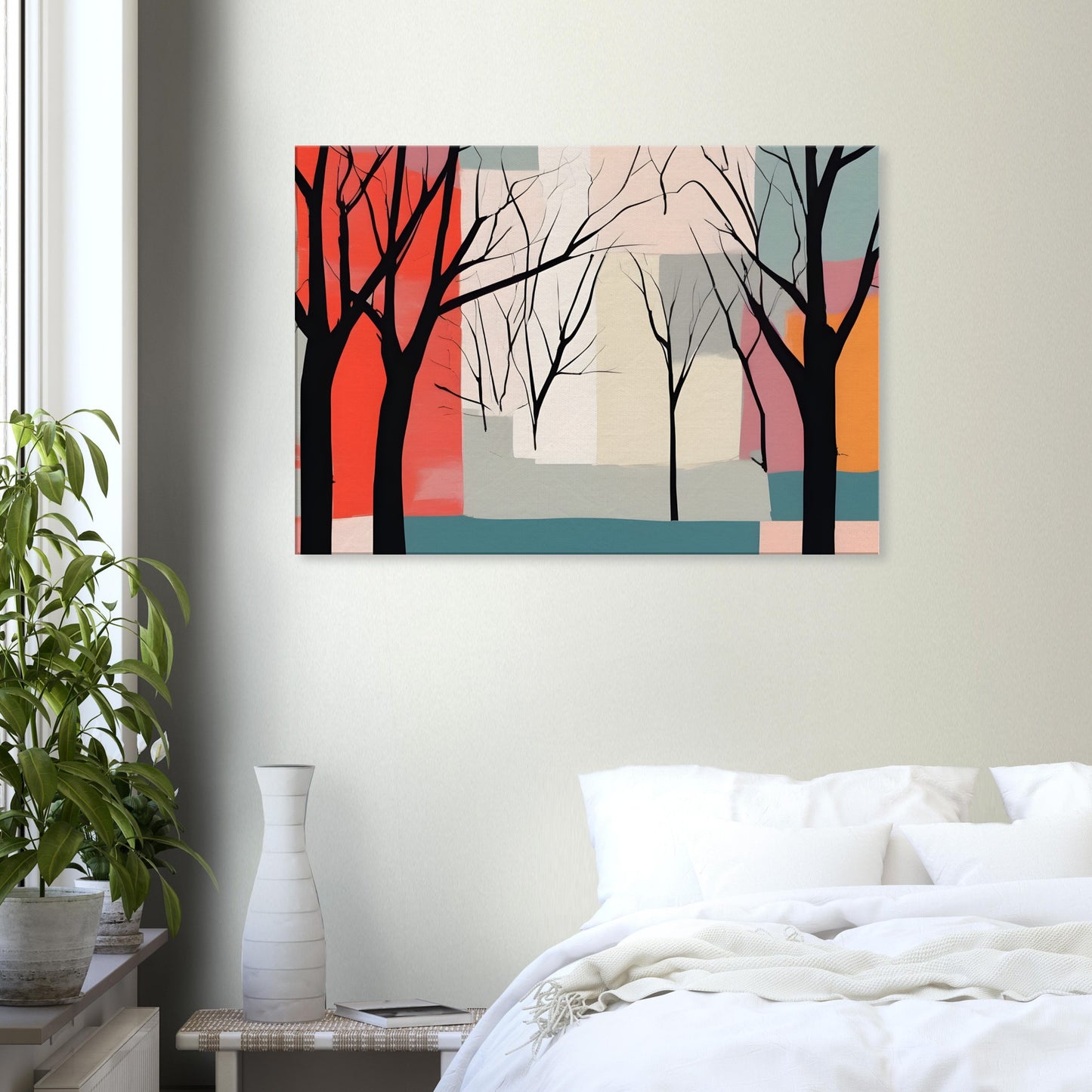 Whispered Hues - Abstract Trees Canvas Print for Modern Spaces