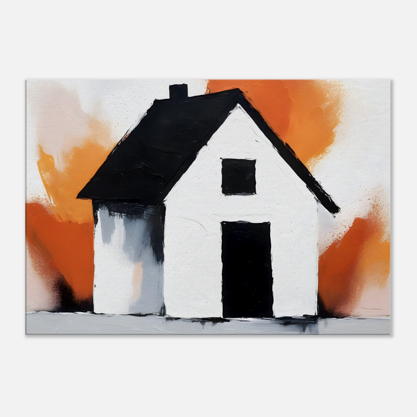 Rustic Allure: Abstract Minimalist House Canvas