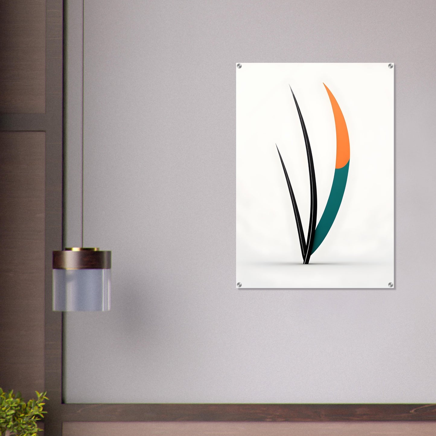 Acrylic glass wall art, Dancing Leaves: Handcrafted Minimalist Nature Art