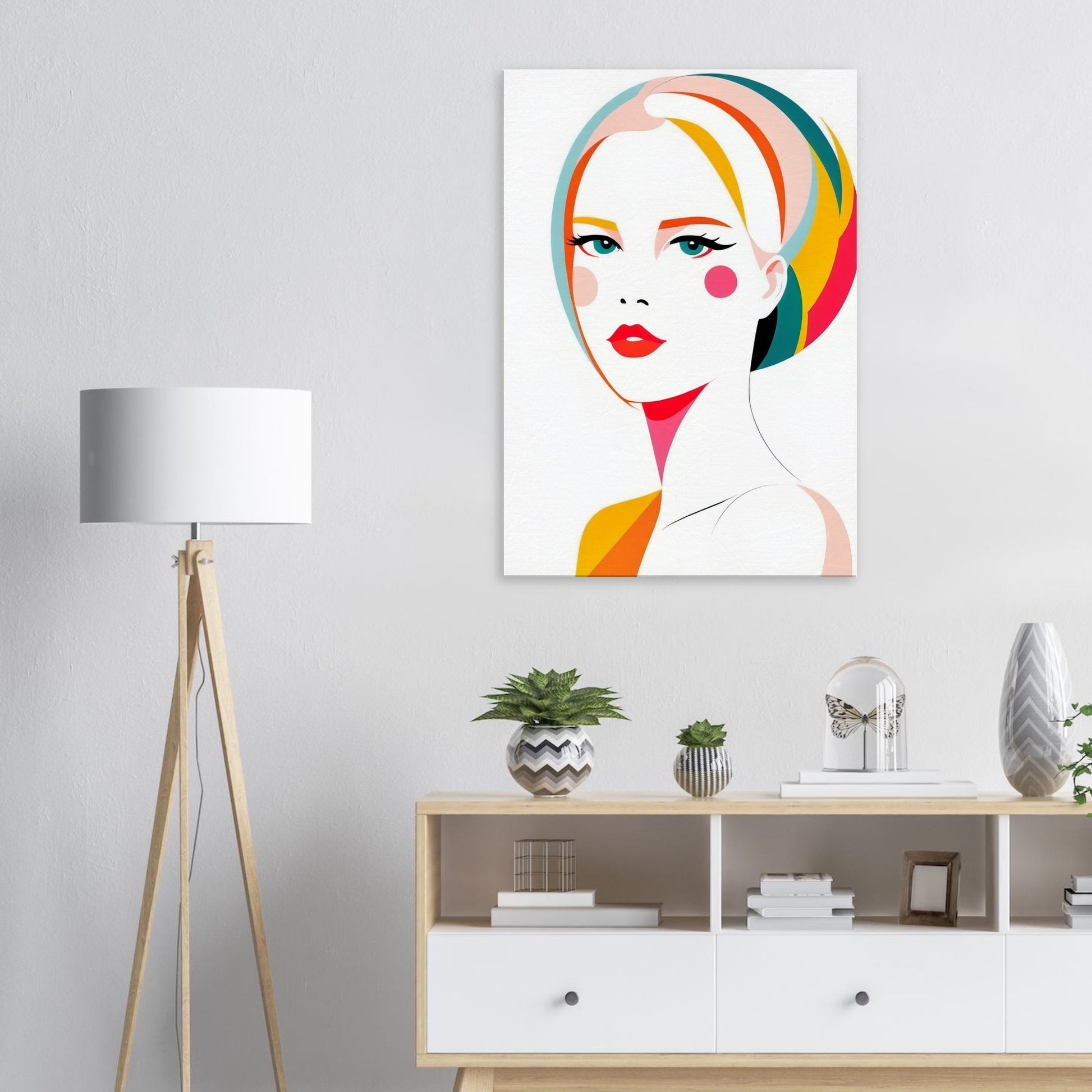 Vibrant Muse - Modern Abstract Female Portrait Canvas Print