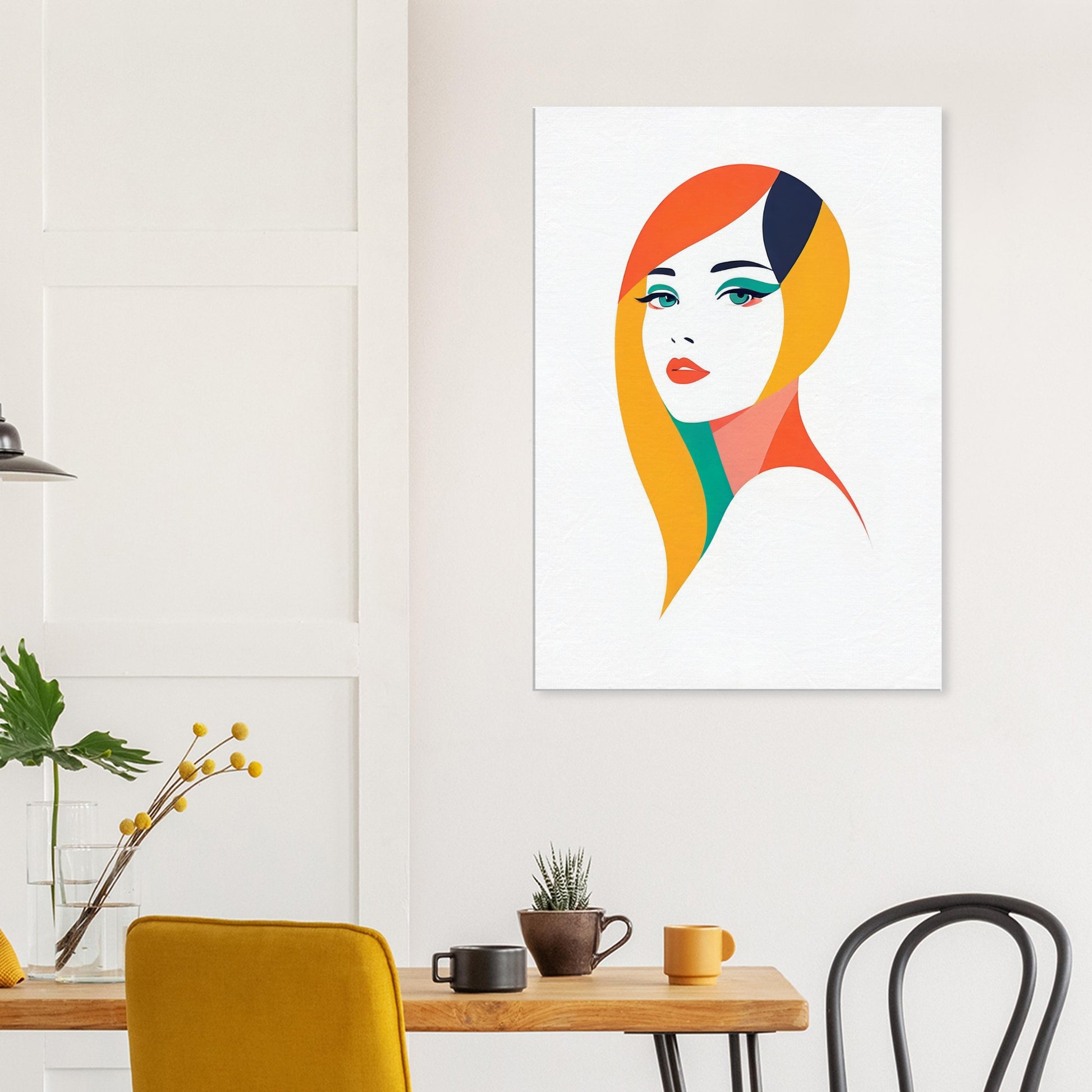 Vibrant Aura - Modern Minimalist Abstract Portrait Art Canvas