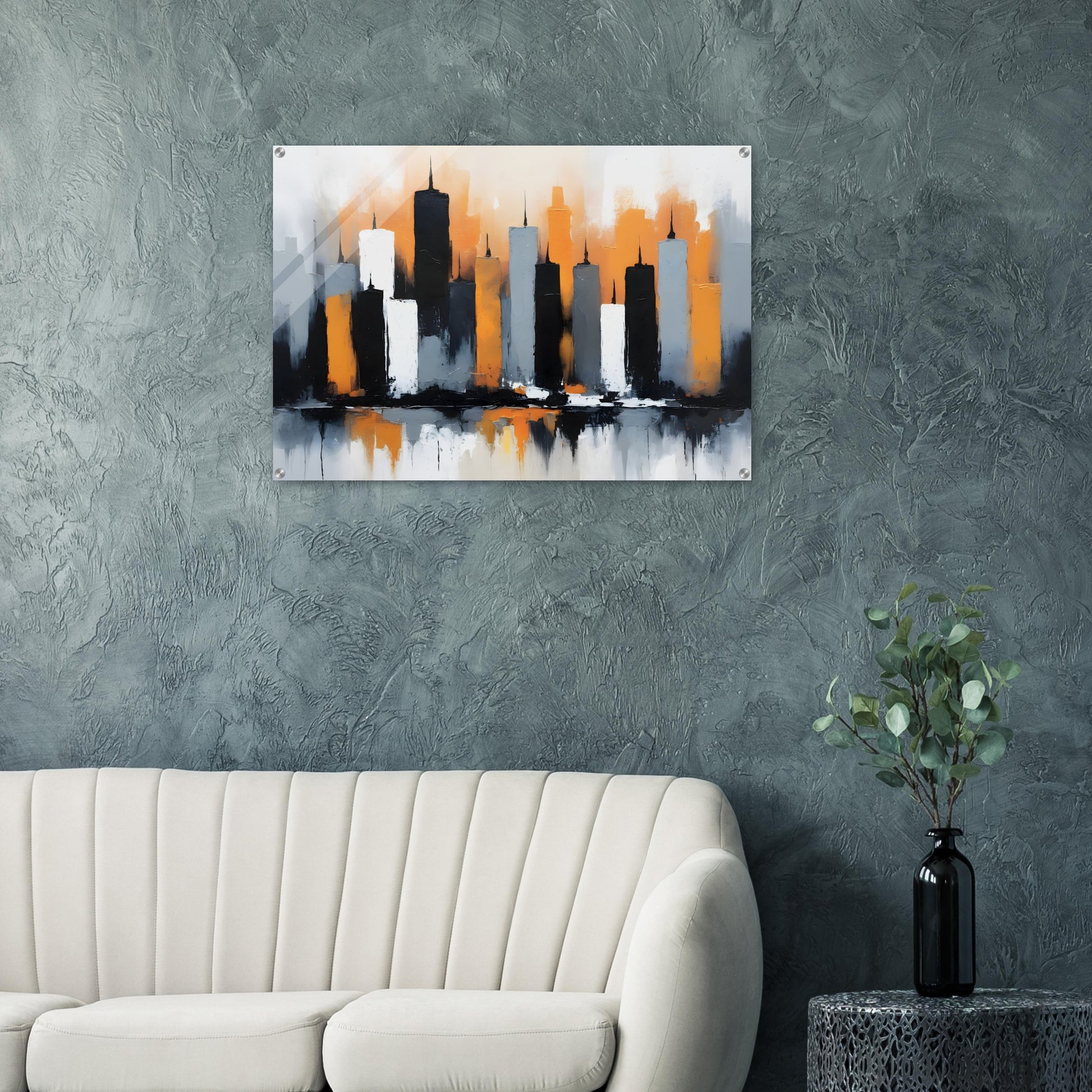 Vivid Skyline Strokes: Abstract Acrylic Wall Art