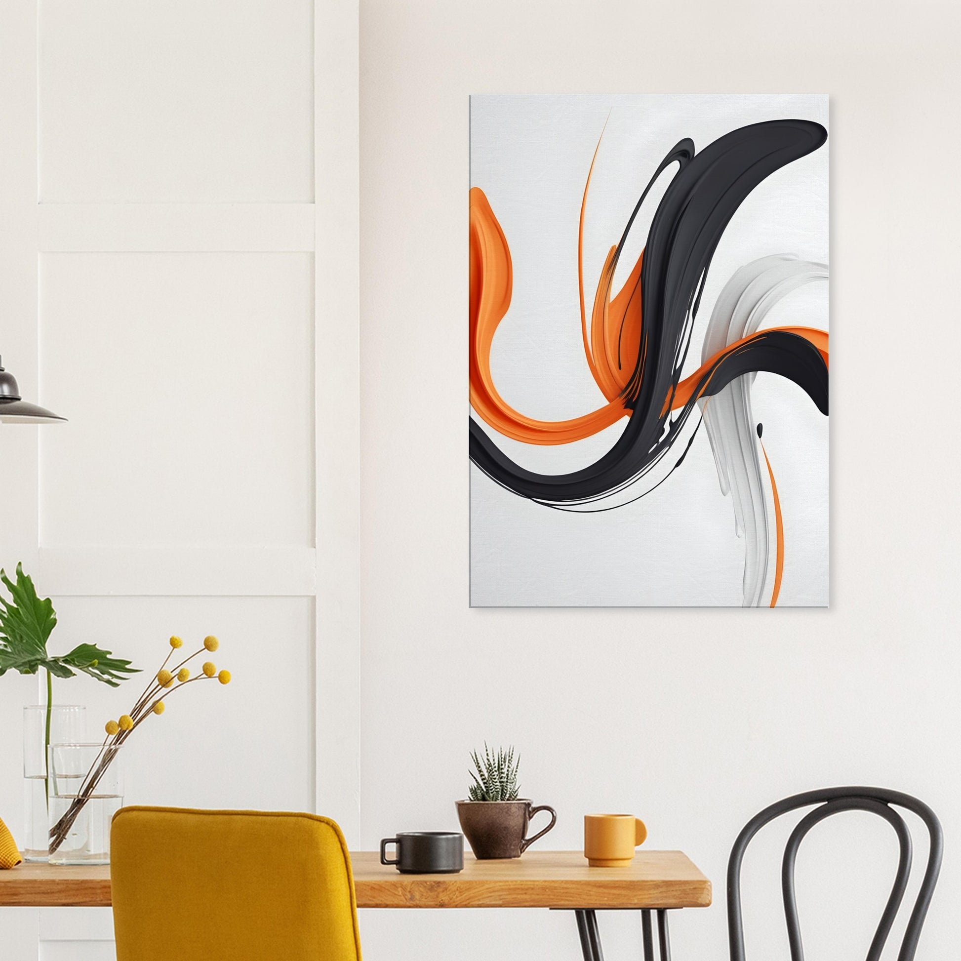 Minimalist Abstract Canvas Print in Black and Orange