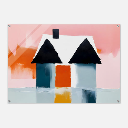 Enigmatic Haven: Abstract House Wall Art