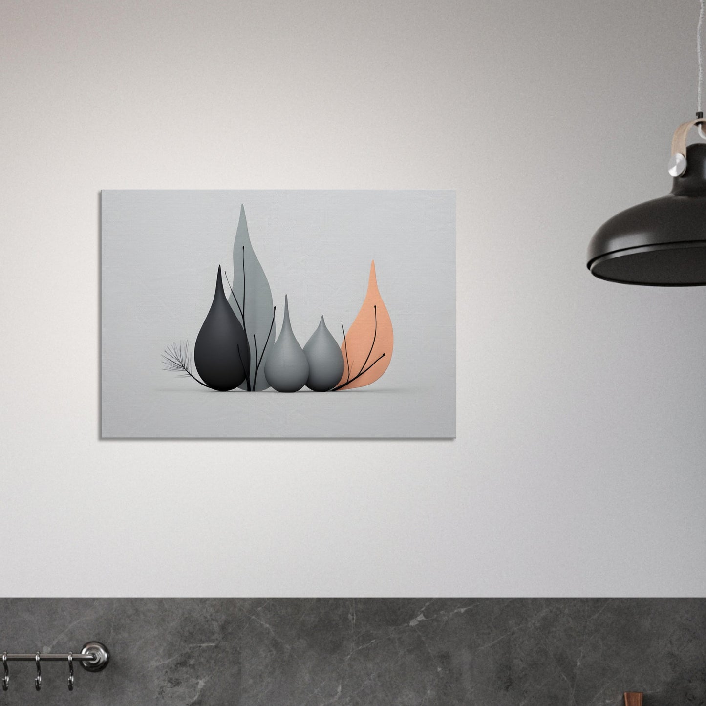 Elegant Minimalist Abstract Wall Art - Leaf Serenity