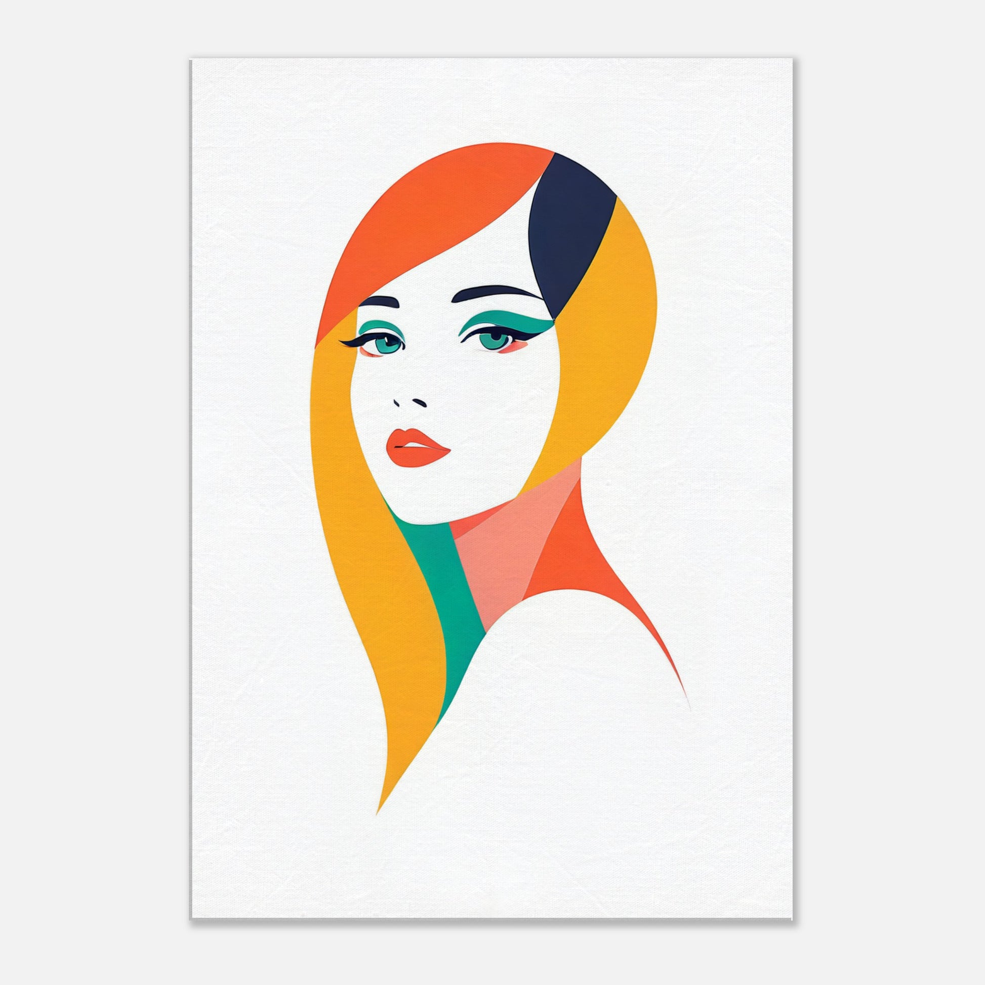 Vibrant Aura - Modern Minimalist Abstract Portrait Art Canvas