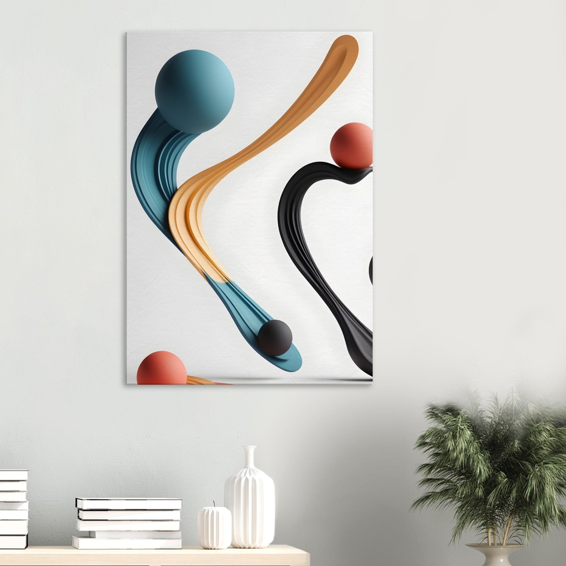 Minimalist Abstract Wall Art with Flowing Shapes and Colors