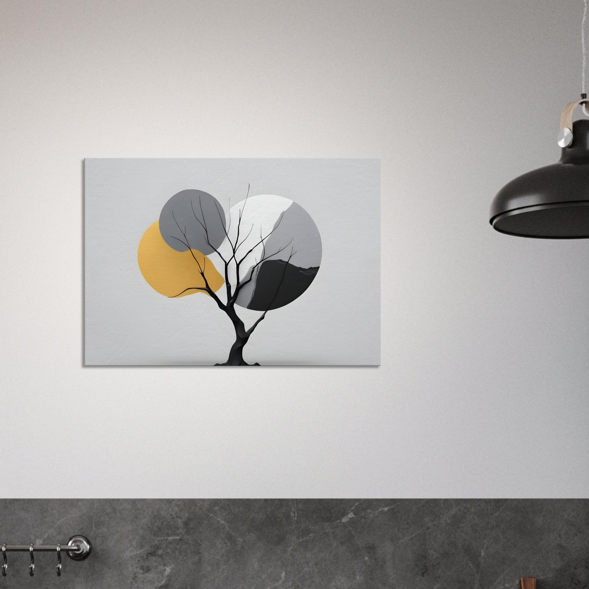 Minimalist Abstract Wall Art: Elegant Tree and Circles Print