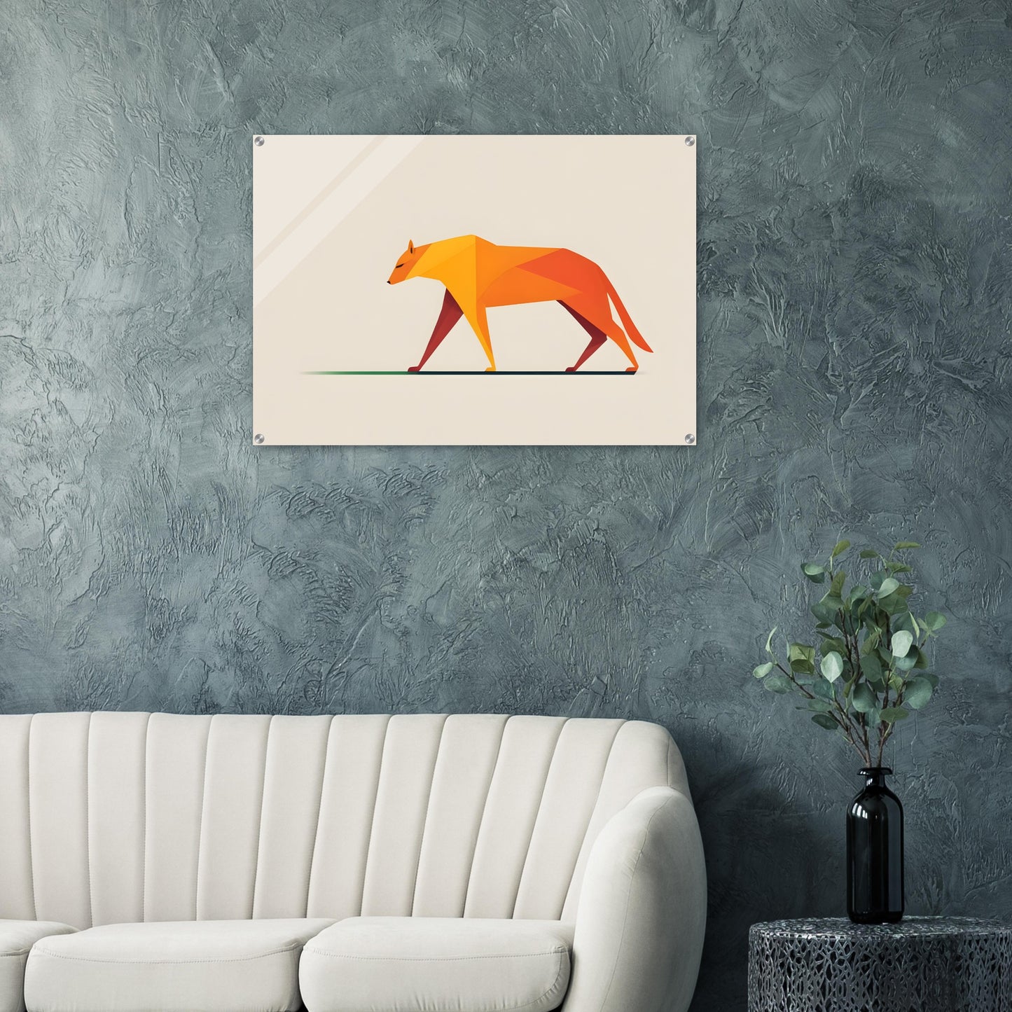 Fierce Geometric Fox - Minimalist Abstract Acrylic Art