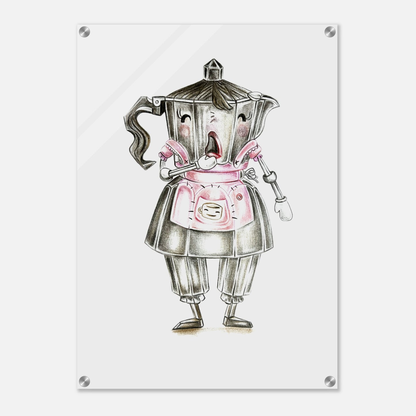 The Singing Barista - Charming Vertical Acrylic Wall Art