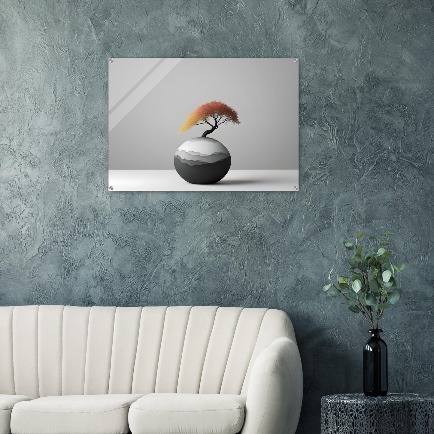 Minimalist Abstract Acrylic Print with Unique Bonsai Design