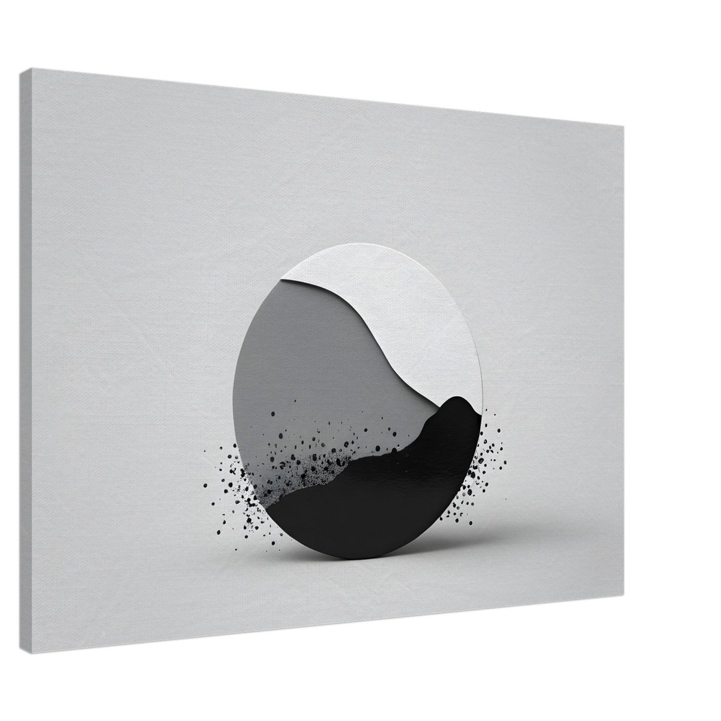 Minimalist Black and White Abstract Circle Canvas Art