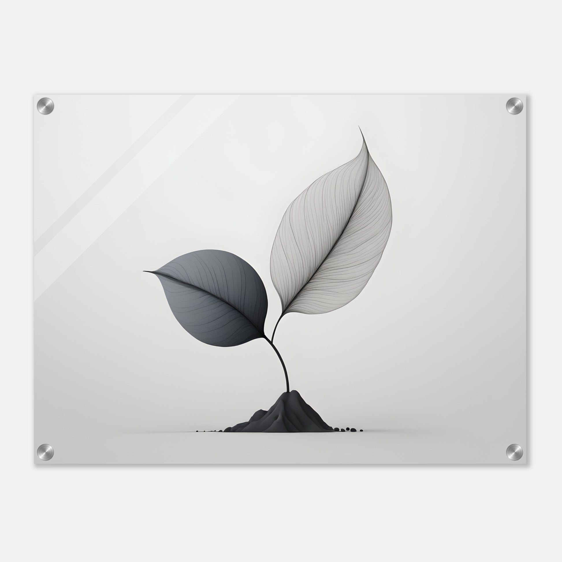 Minimalist Acrylic Print with Abstract Leaf Design for Modern Walls